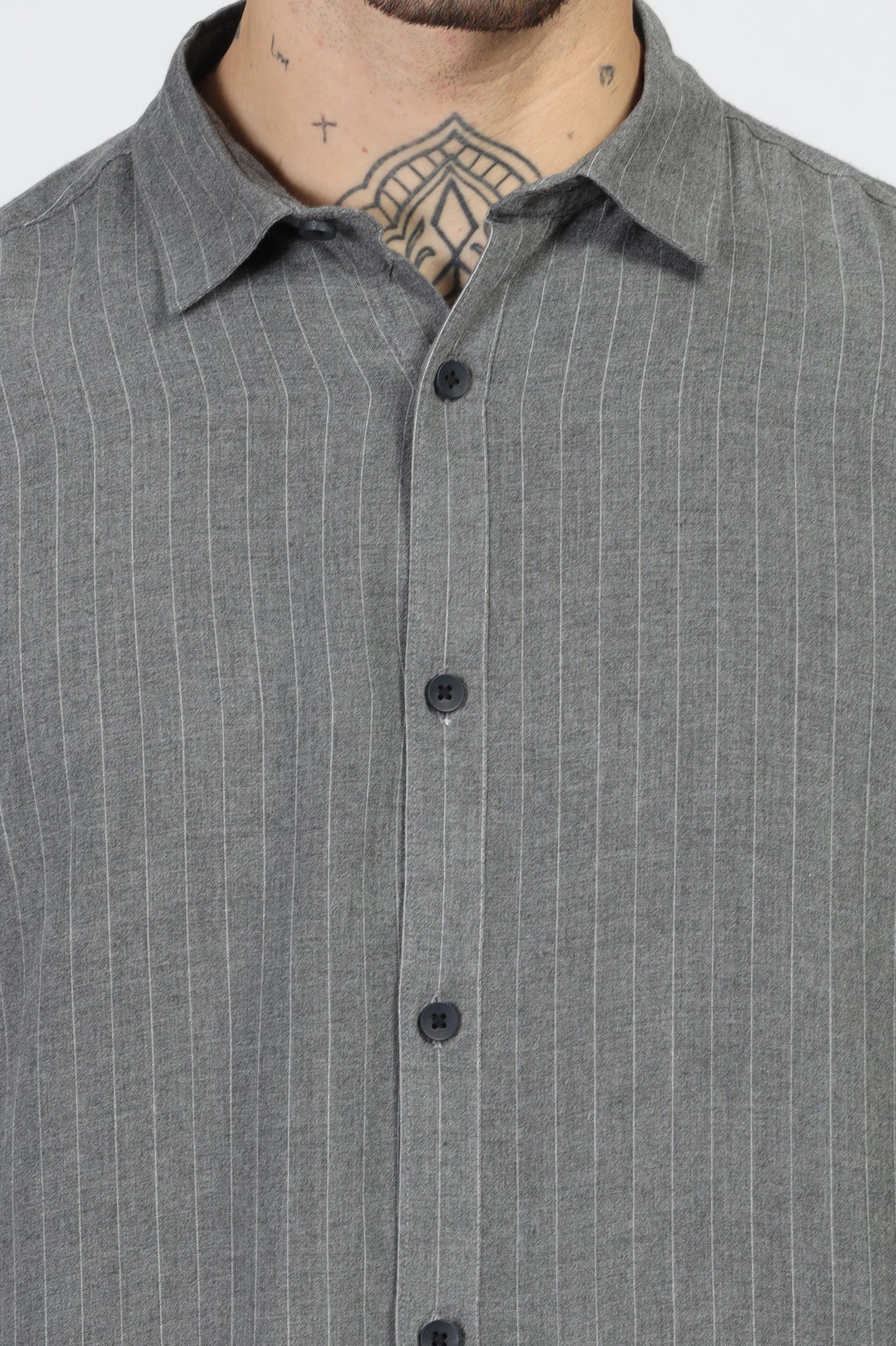 Uri Grey Stripe Full Sleeve Shirt