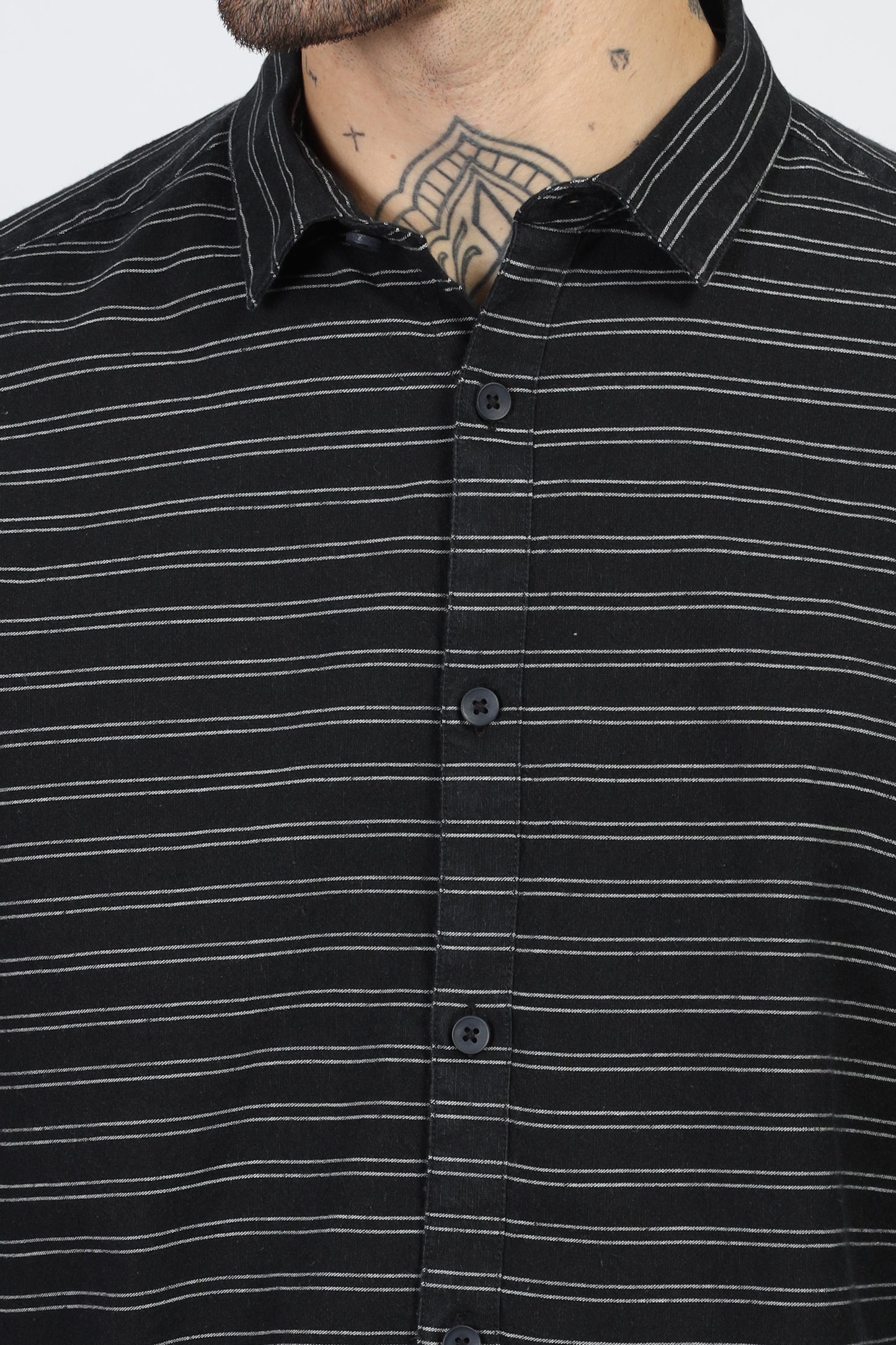 Uri Black Horizontal Stripe Full Sleeve Shirt
