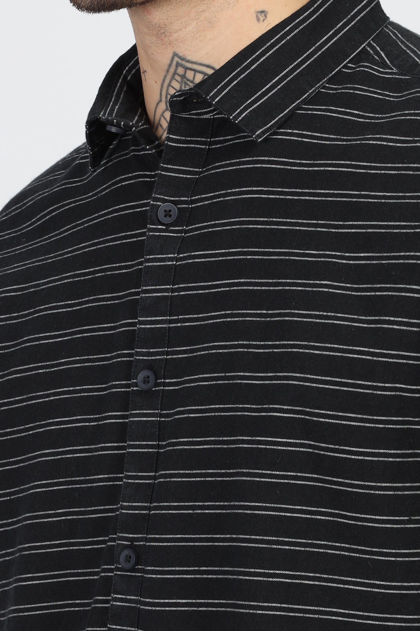 Uri Black Horizontal Stripe Full Sleeve Shirt