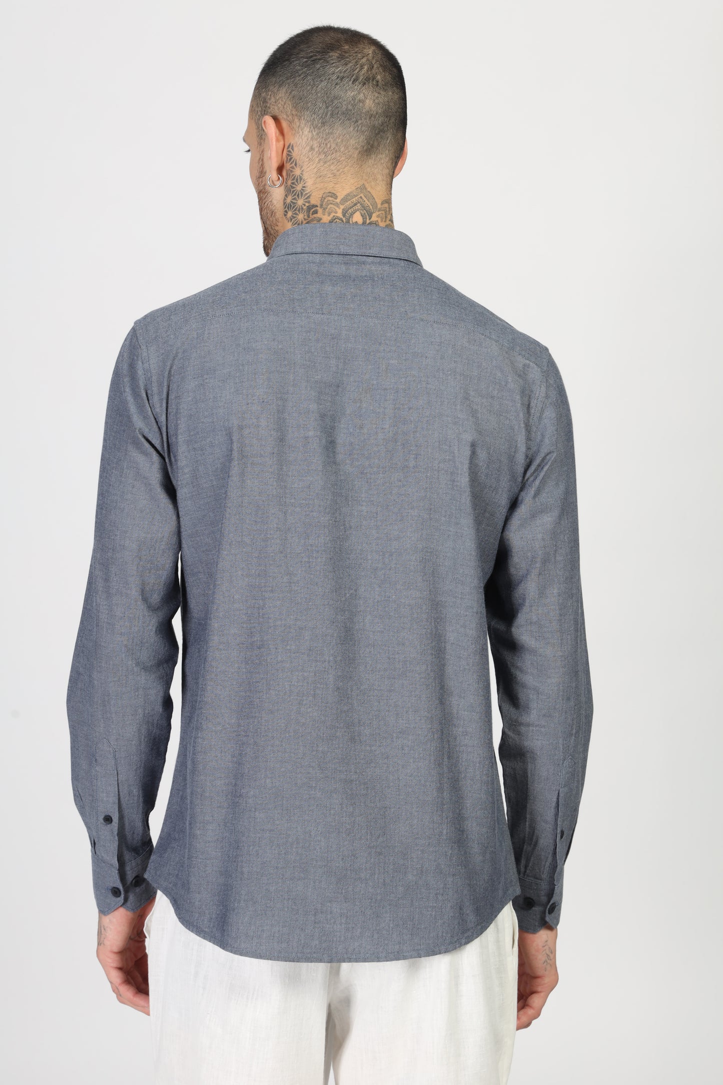 Uri Dark Grey Double Pocket Casual Shirt