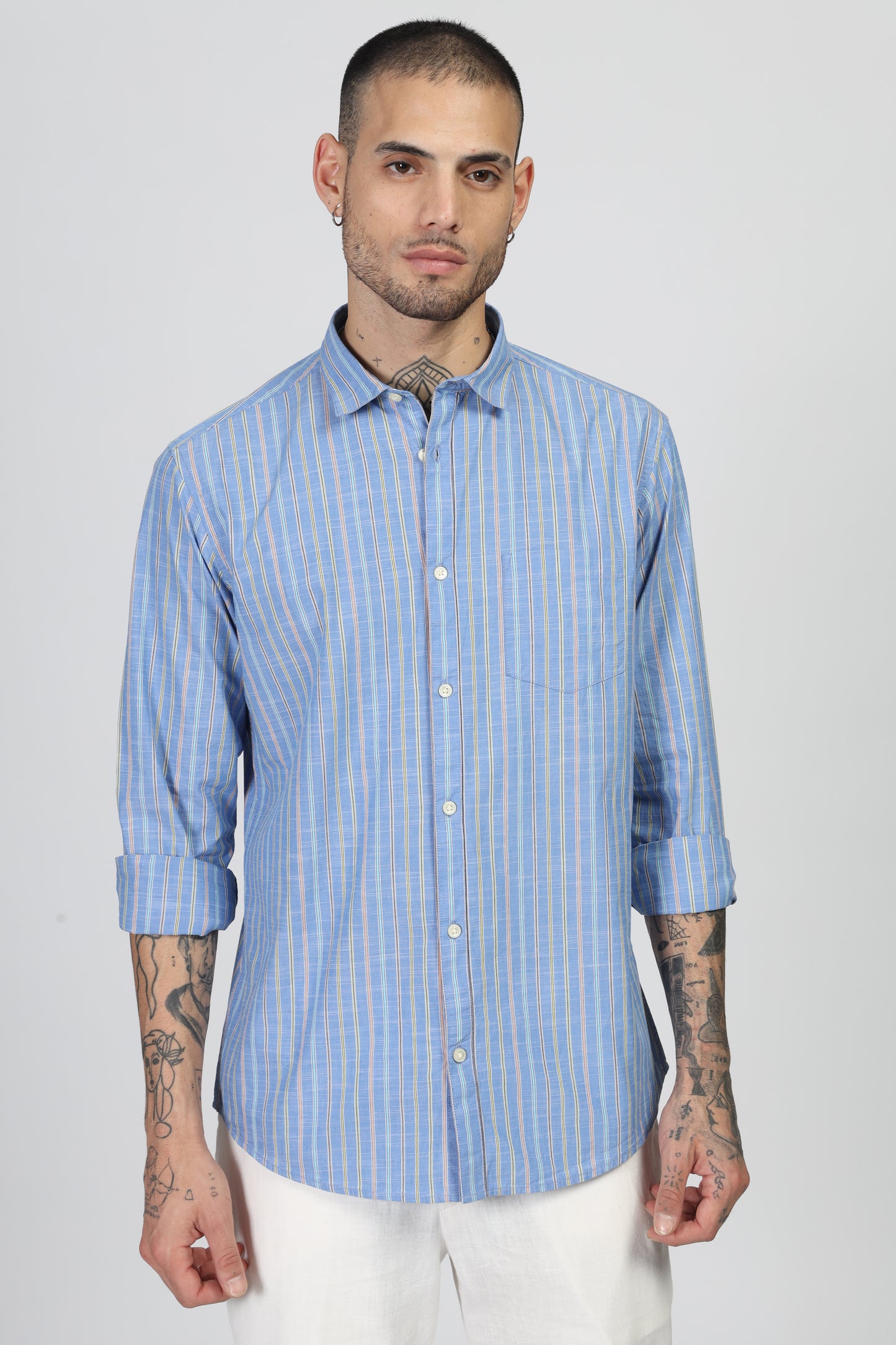 Uri Blue Stripe Full Sleeve Shirt