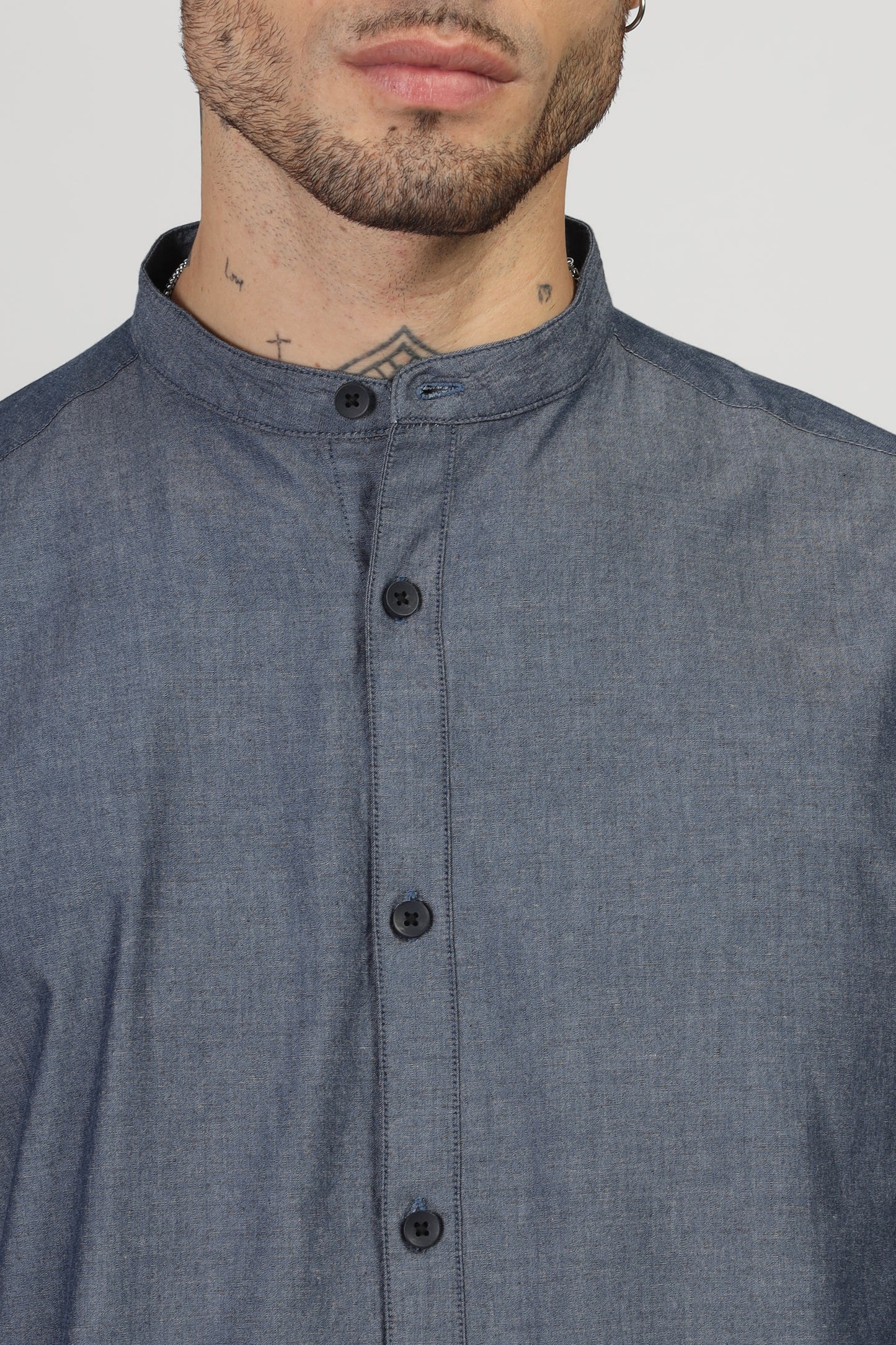 Uri Dark Grey Mandarin Collar Shirt