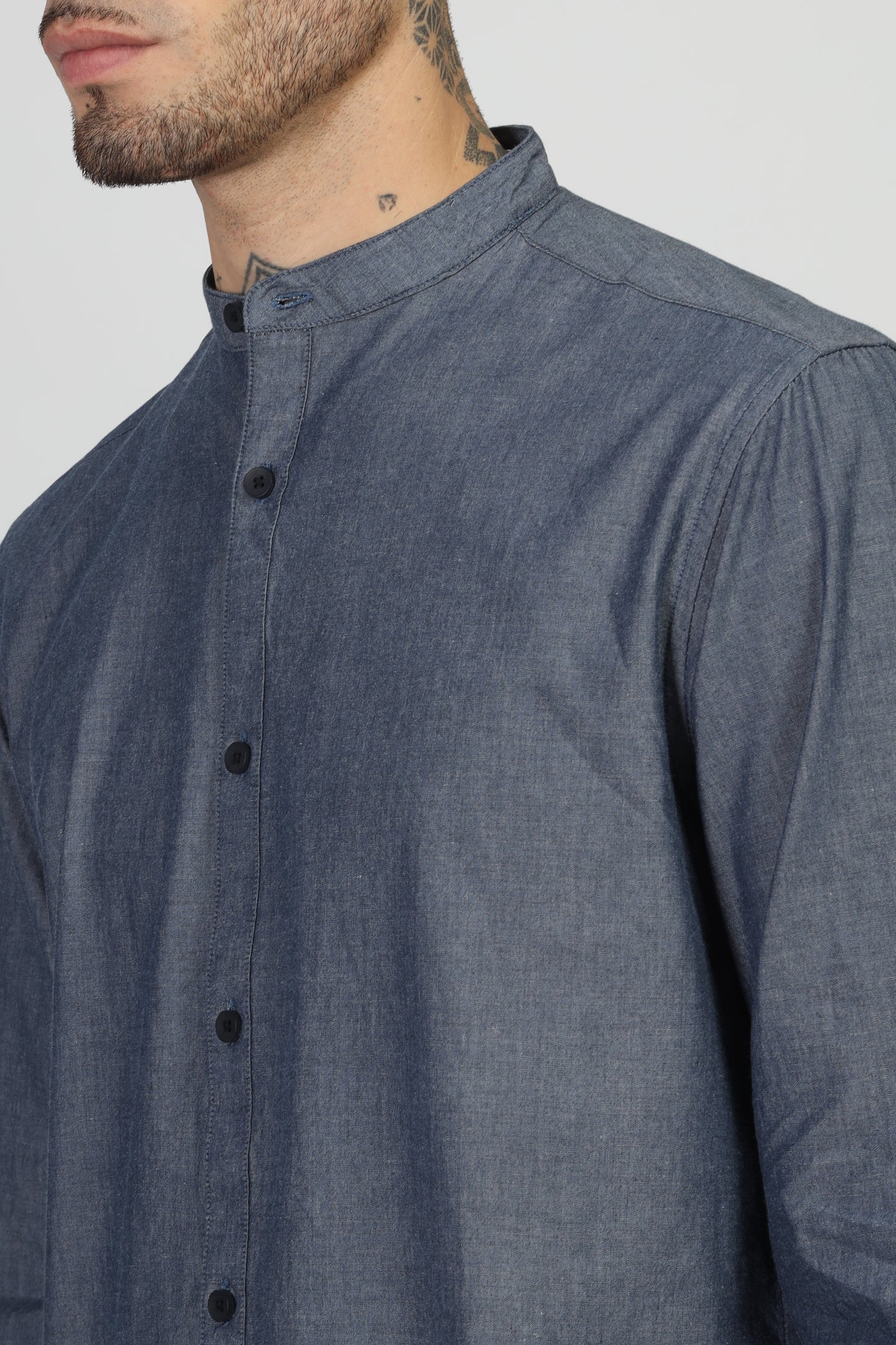 Uri Dark Grey Mandarin Collar Shirt