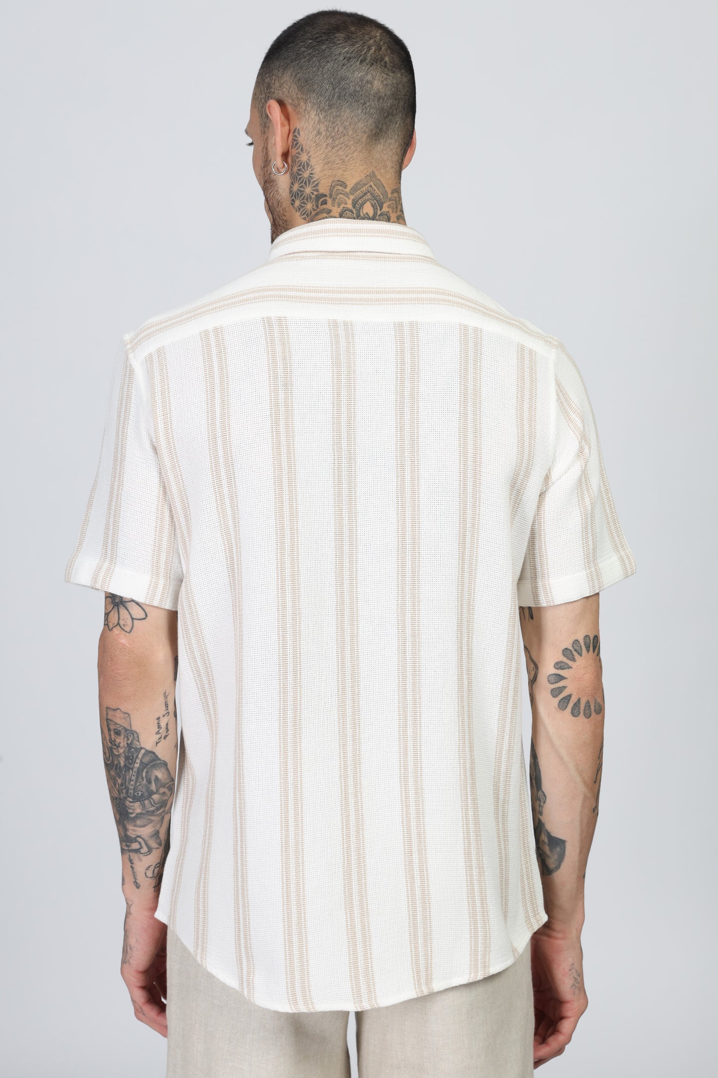 Uri Beige Matte Weave Half Sleeve Shirt