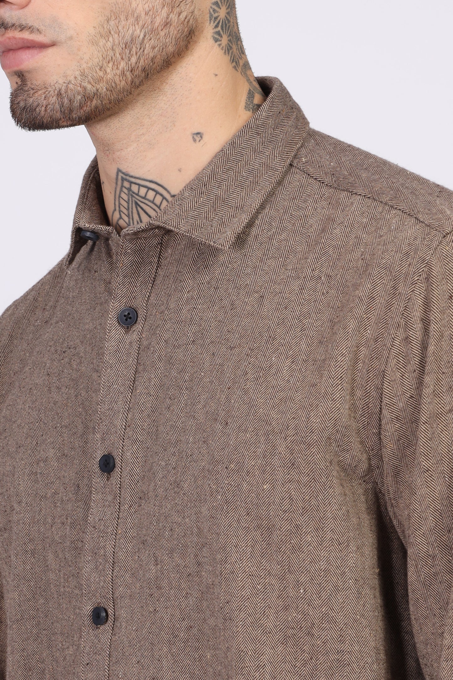 Uri Herringbone Regular Fit Casual Shirt