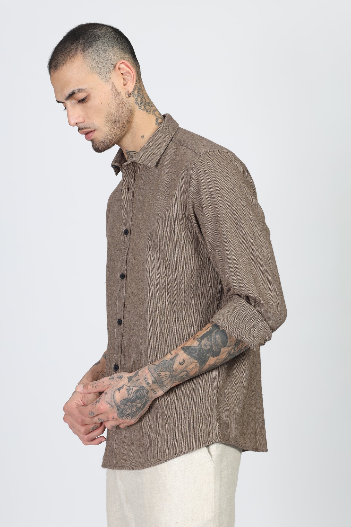 Uri Herringbone Regular Fit Casual Shirt