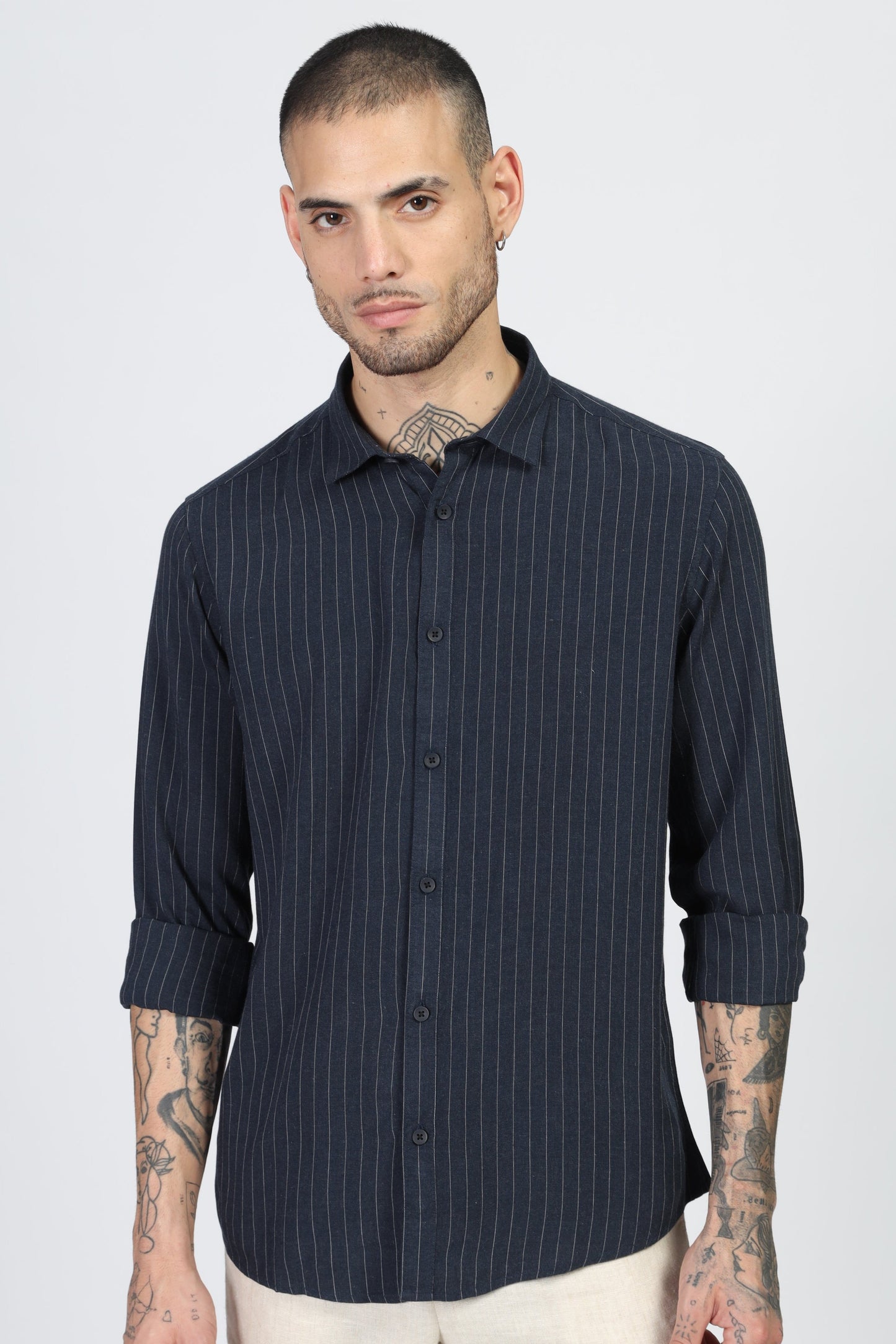 Uri Navy Stripe Full Sleeve Shirt