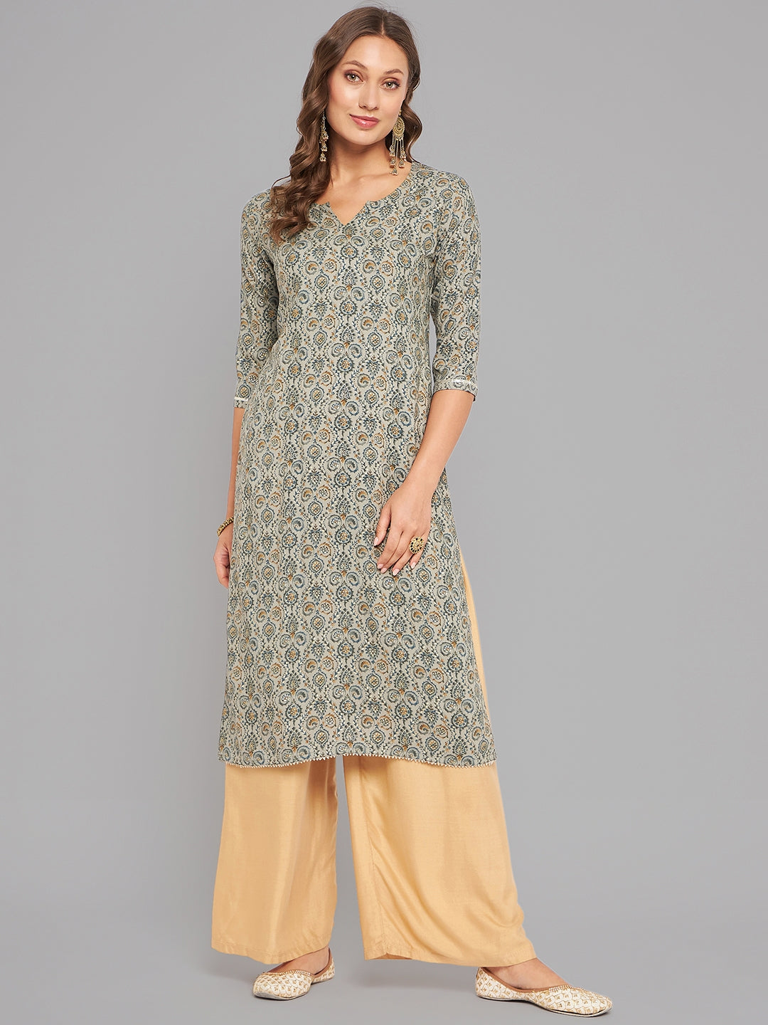 Women Olive Kurta With Lace - Kashyap Global Lifestyles LLP