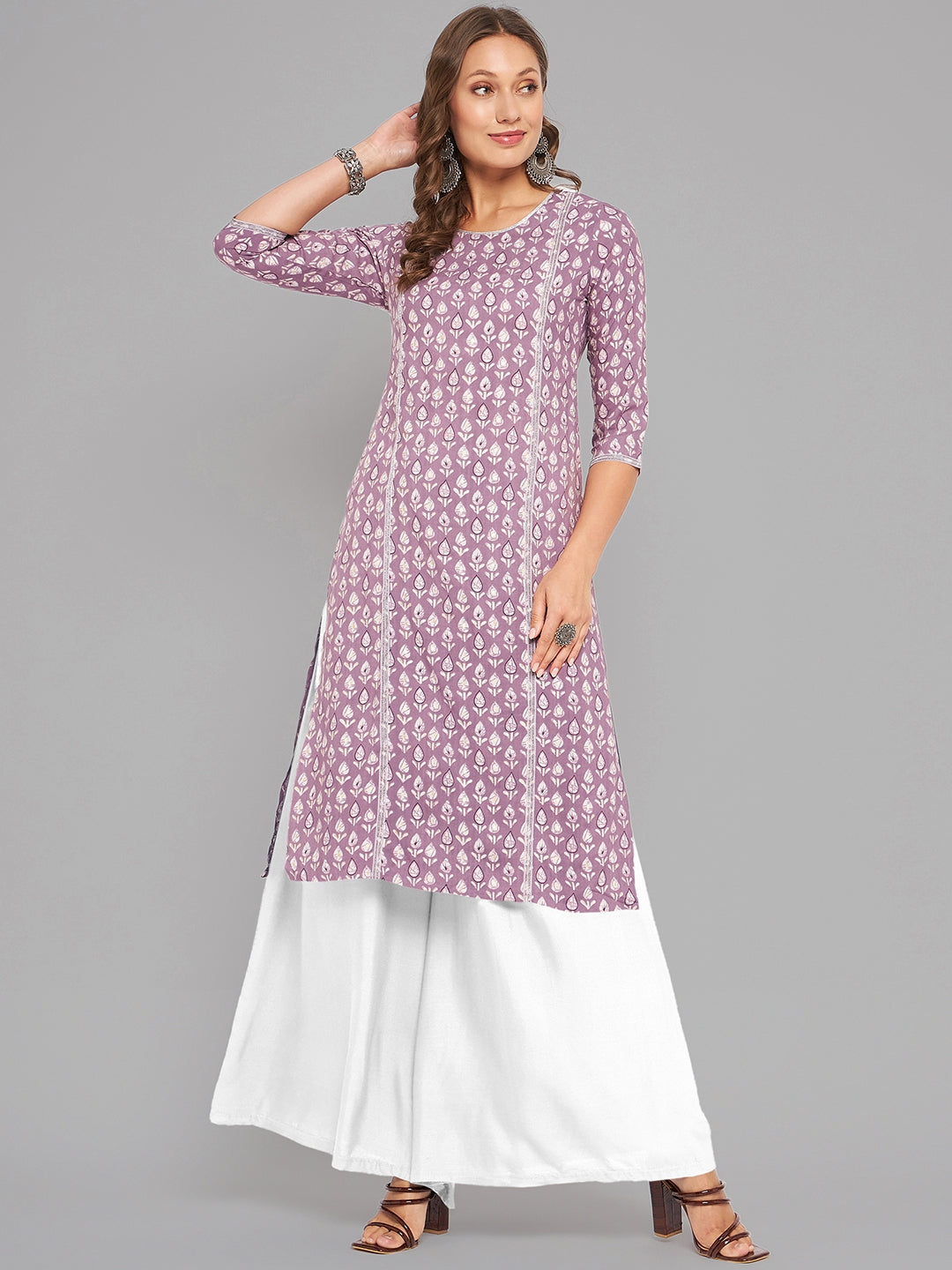 Women Lilac Printed Kurta - Kashyap Global Lifestyles LLP