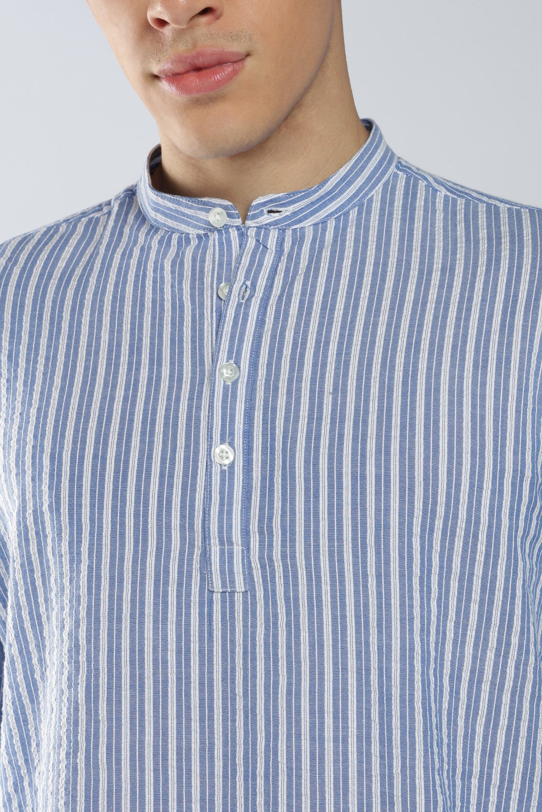 Dusk Blue Stripe Short Kurta