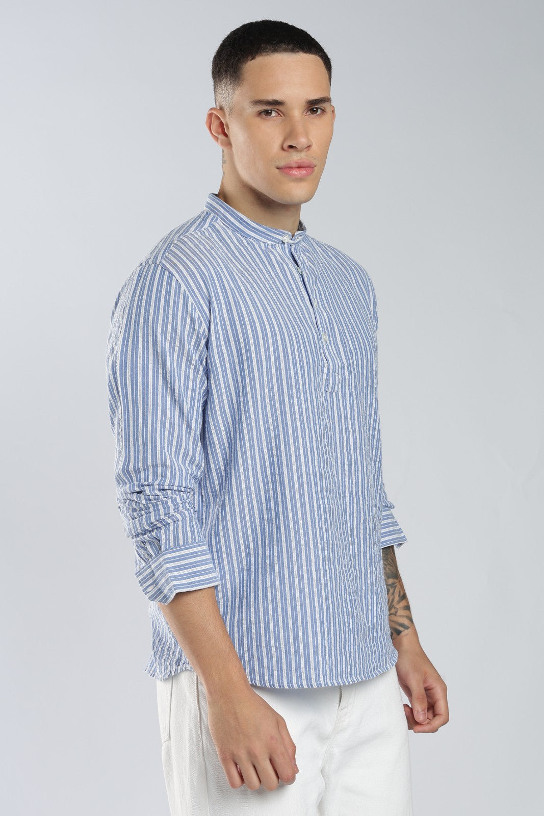 Dusk Blue Stripe Short Kurta