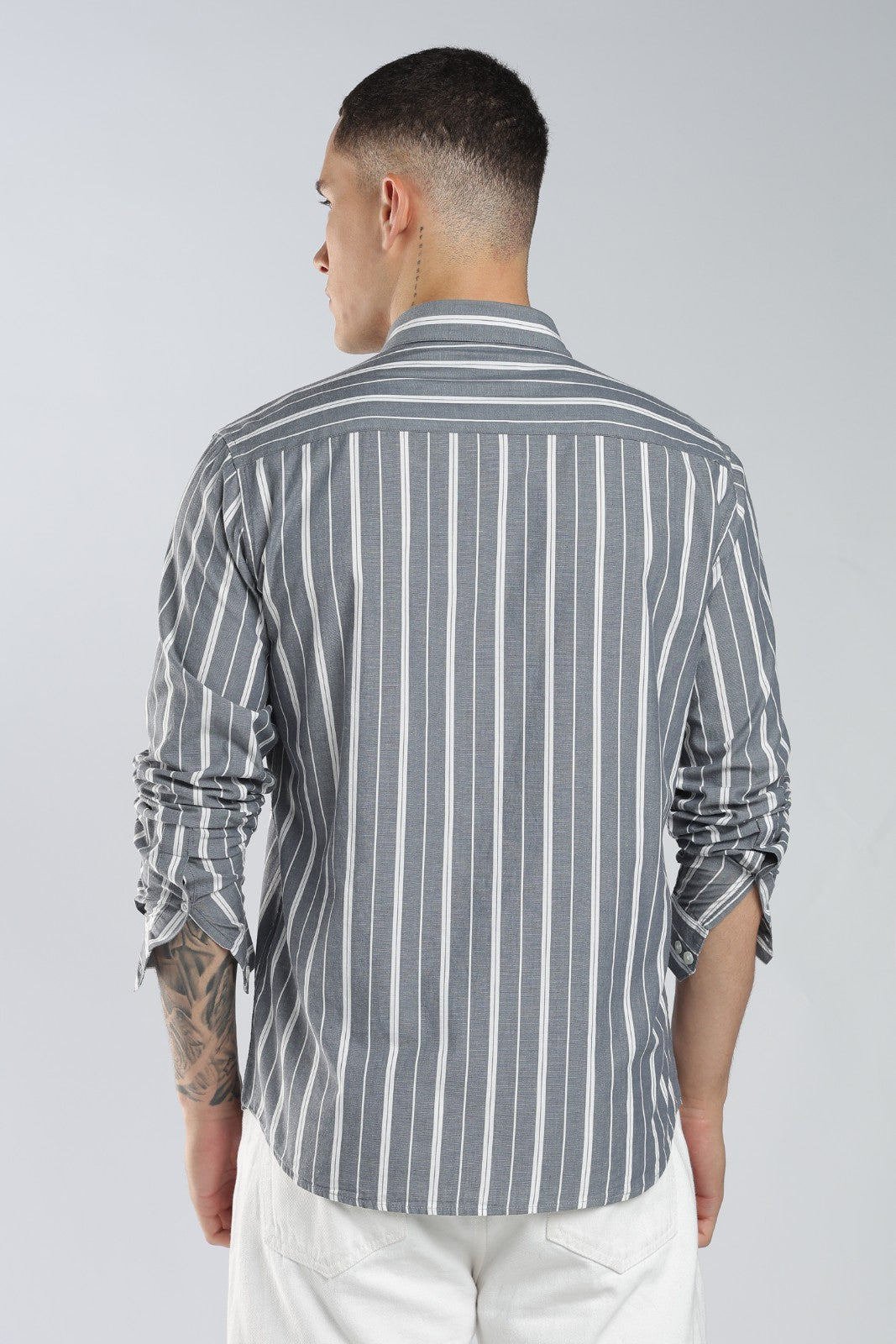 Dark Grey Fine Stripe Shirt