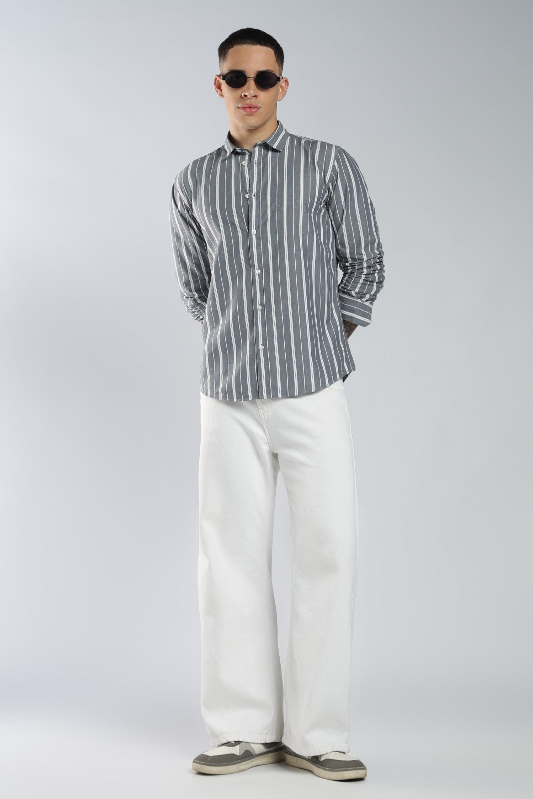 Dark Grey Fine Stripe Shirt