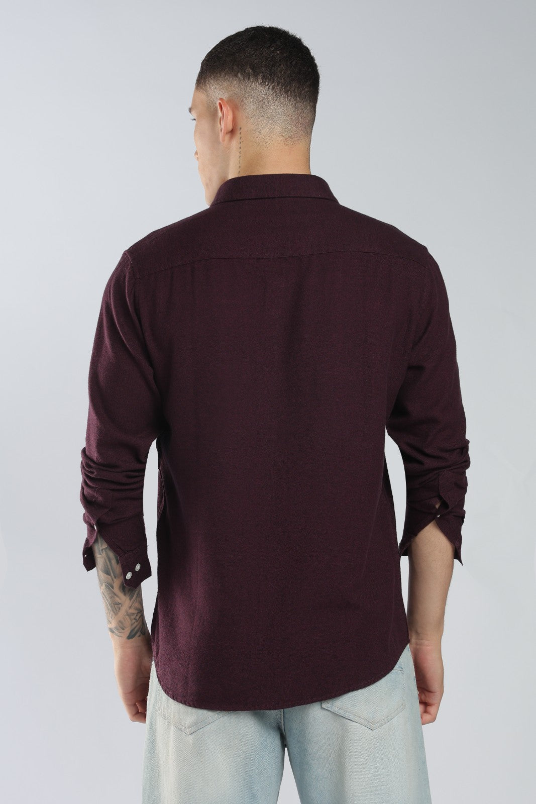 Burgundy Solid Twill Shirt