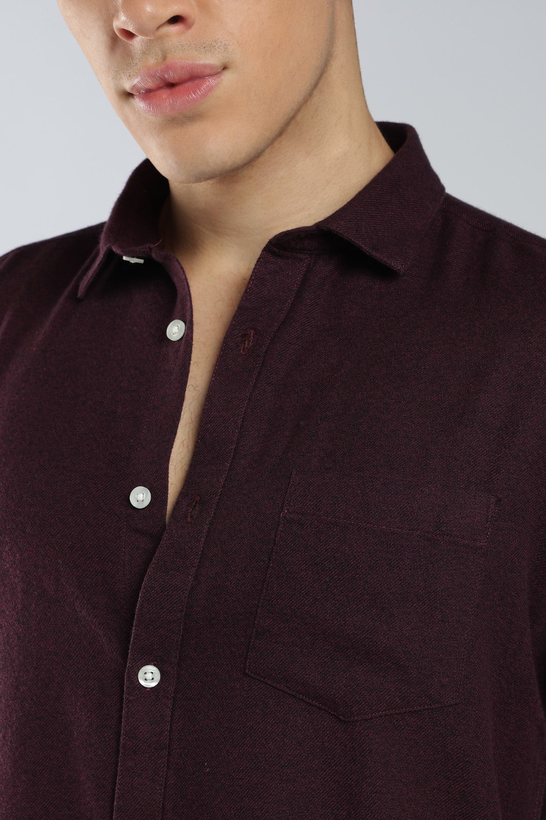 Burgundy Solid Twill Shirt