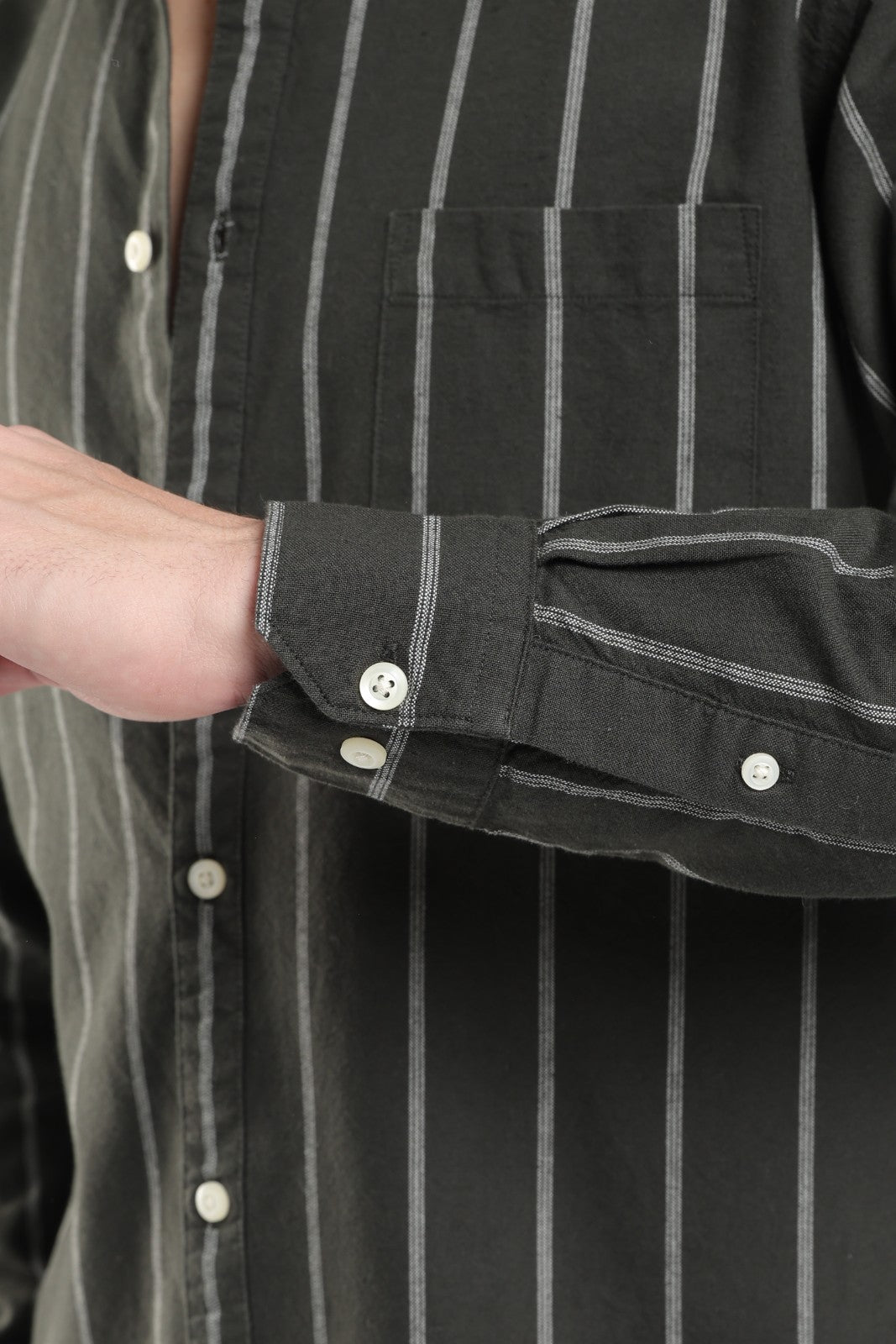 Forest Olive Oxford Stripe Casual Shirt