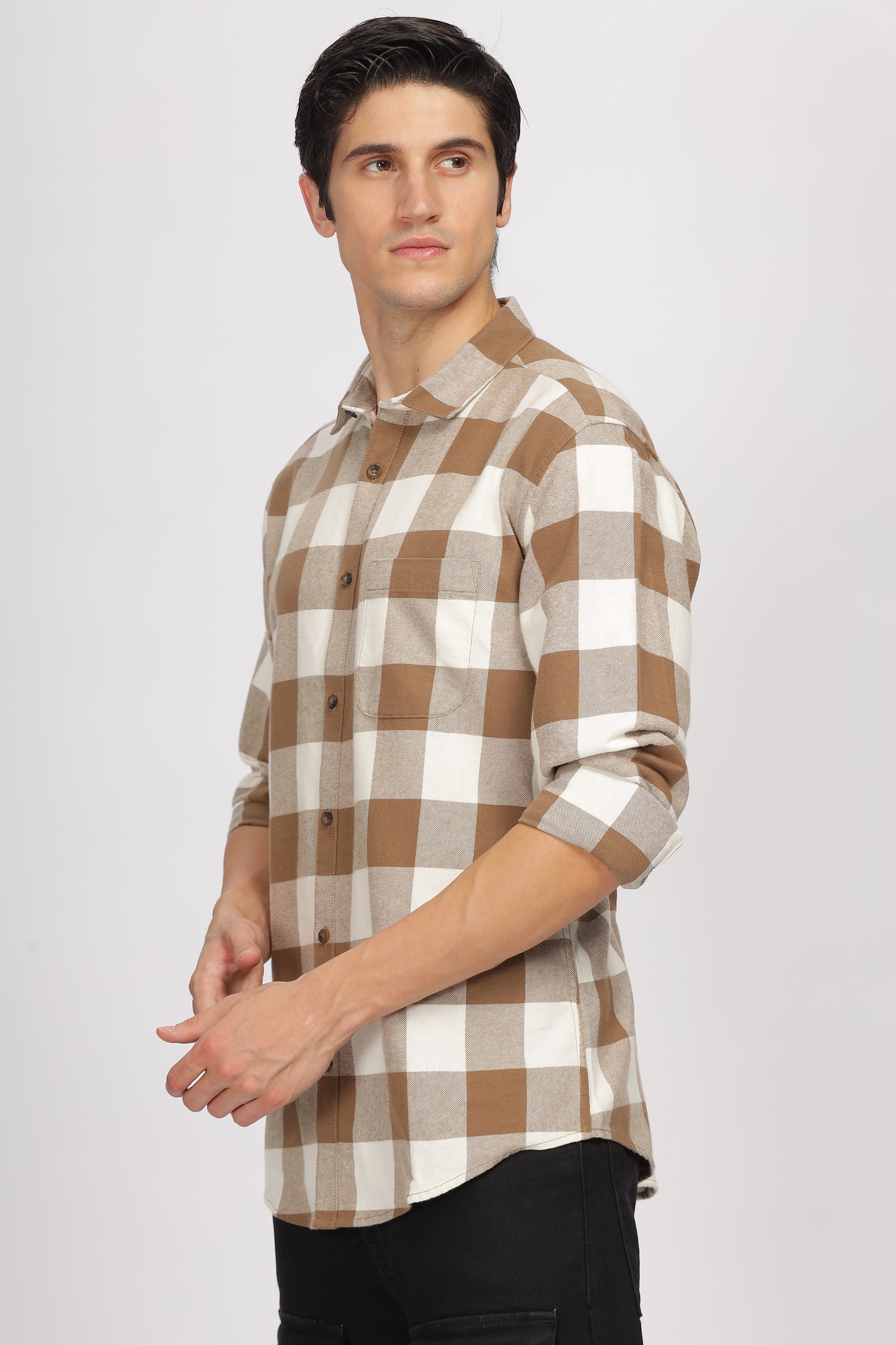 Uri Brown Checked Flannel Shirt