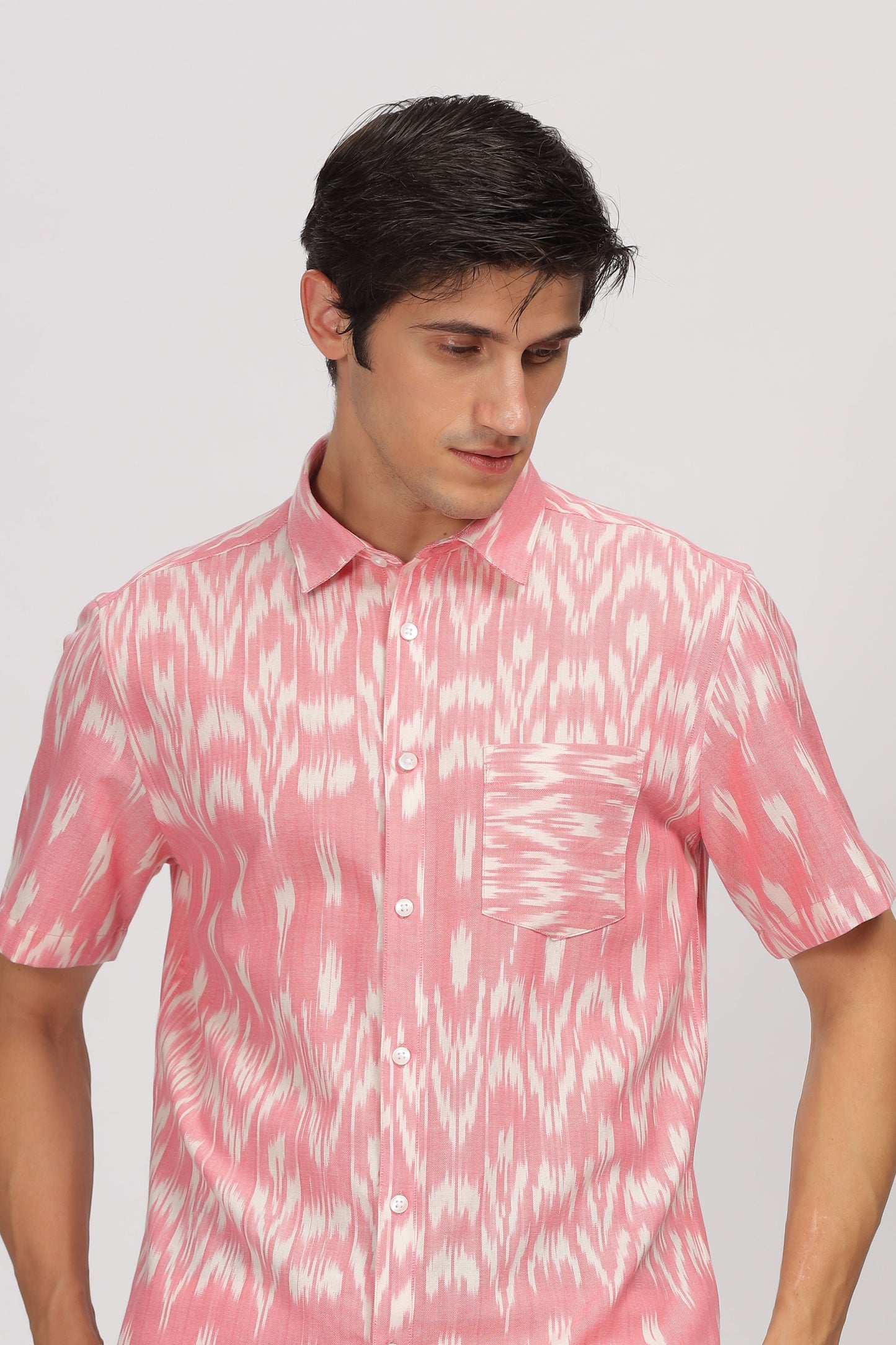 Uri Pink Ikat Regular Fit Casual Shirt