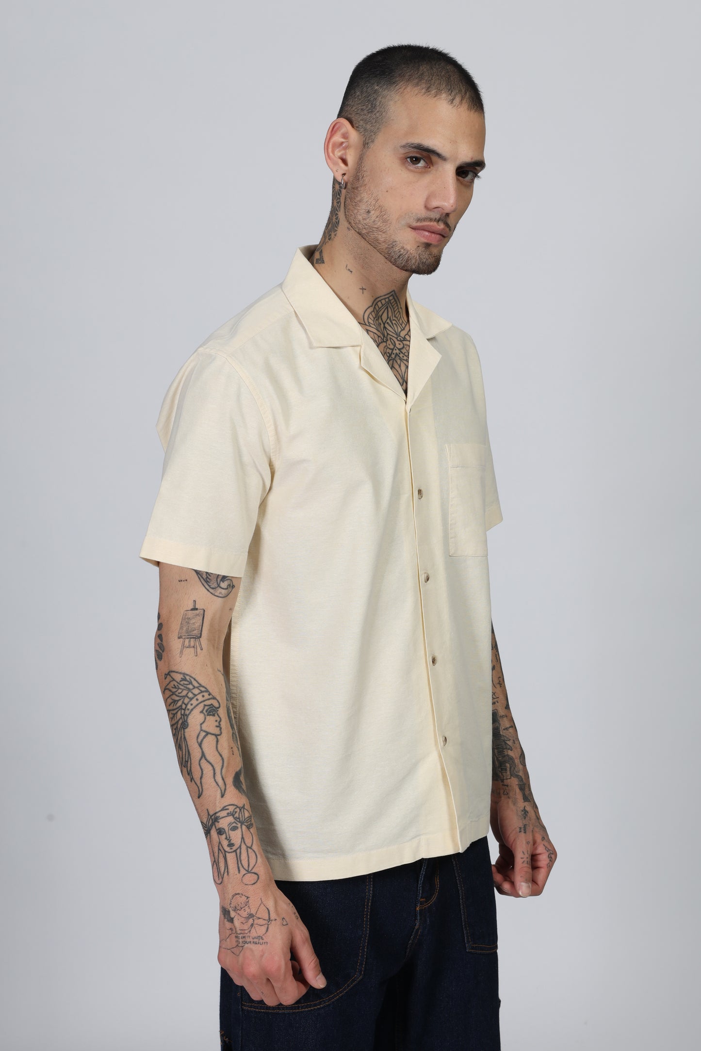 Uri Cuban Collar Yellow Oxford Shirt - Kashyap Global Lifestyles LLP