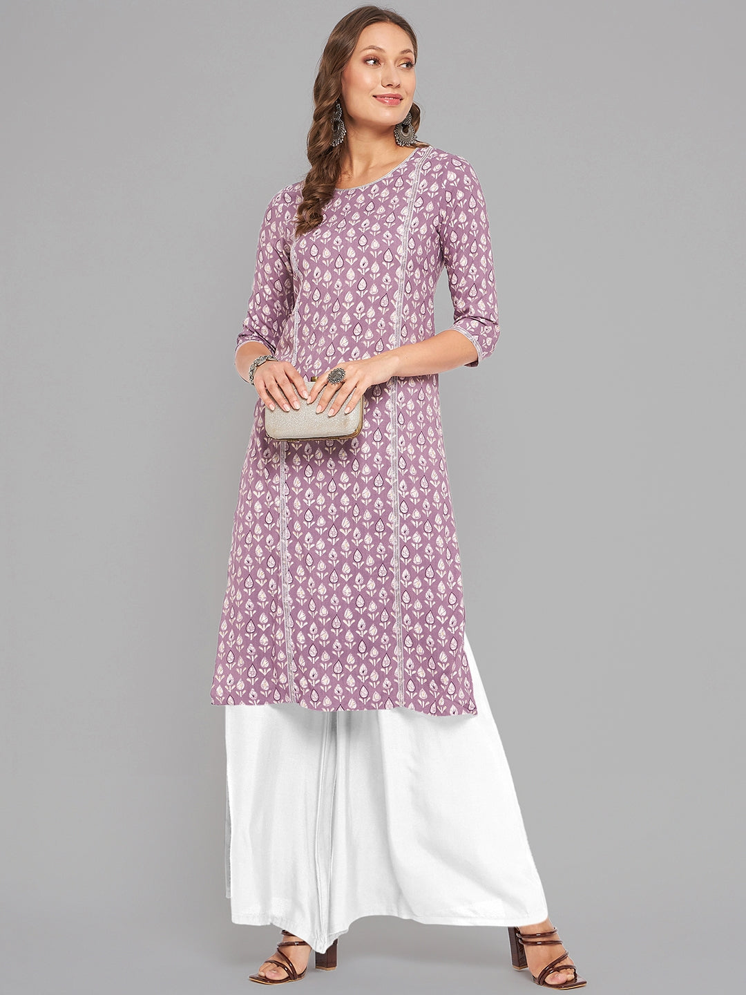Women Lilac Printed Kurta - Kashyap Global Lifestyles LLP
