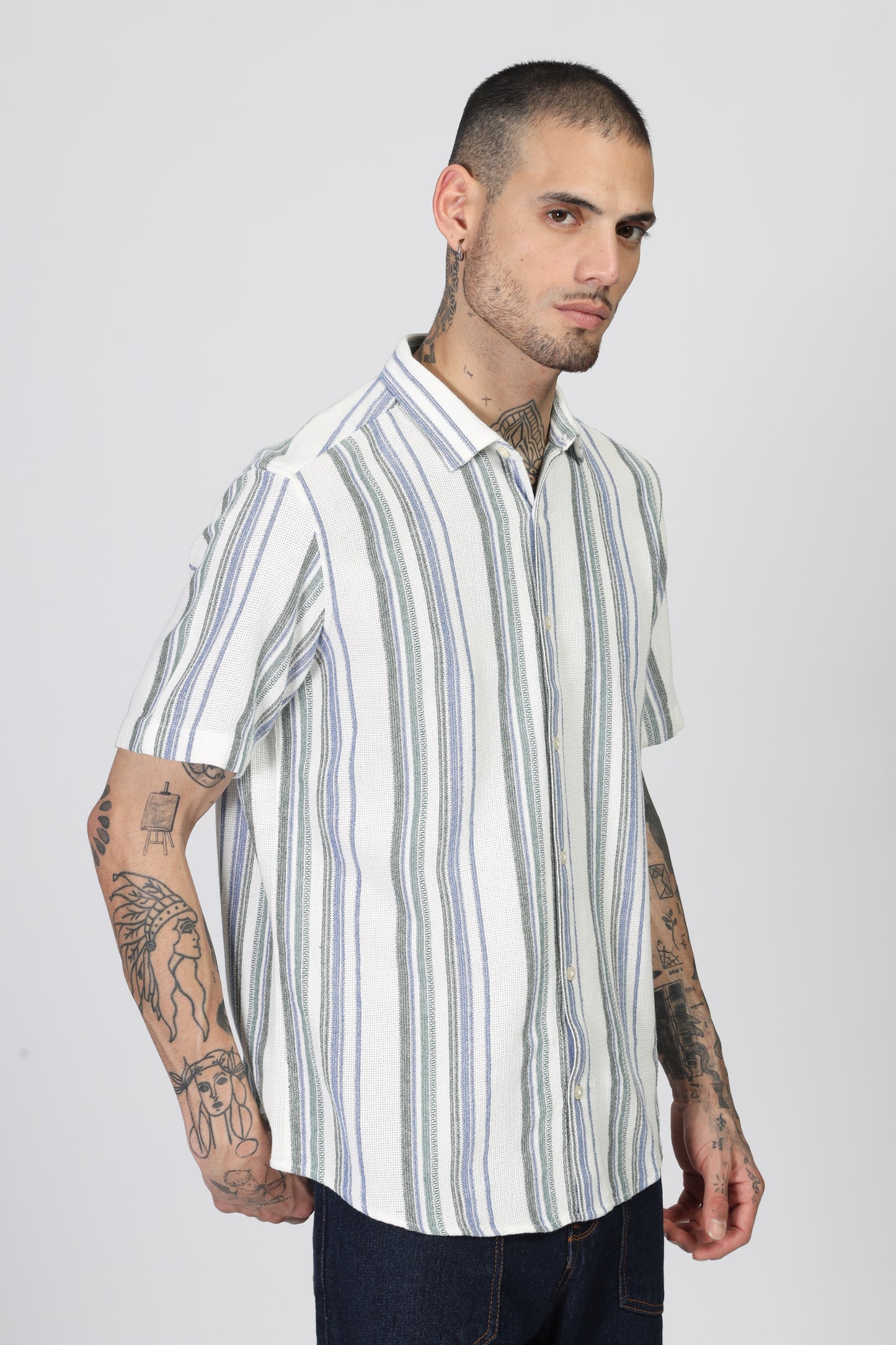 Uri Multicolor Matte Weave Half Sleeve Shirt - Kashyap Global Lifestyles LLP
