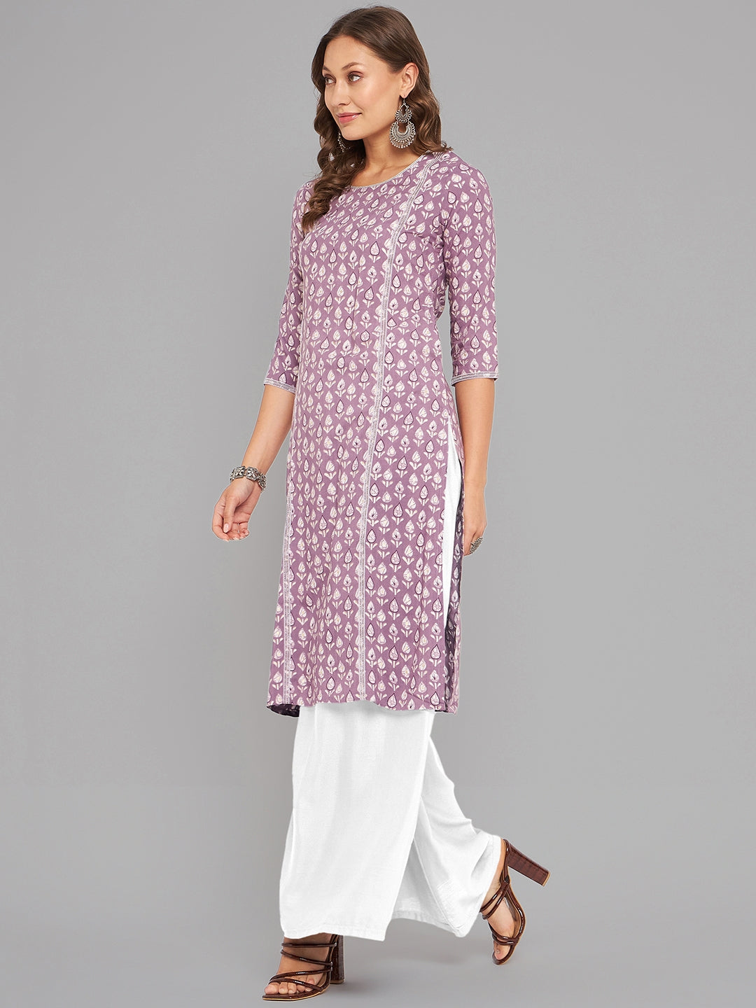 Women Lilac Printed Kurta - Kashyap Global Lifestyles LLP