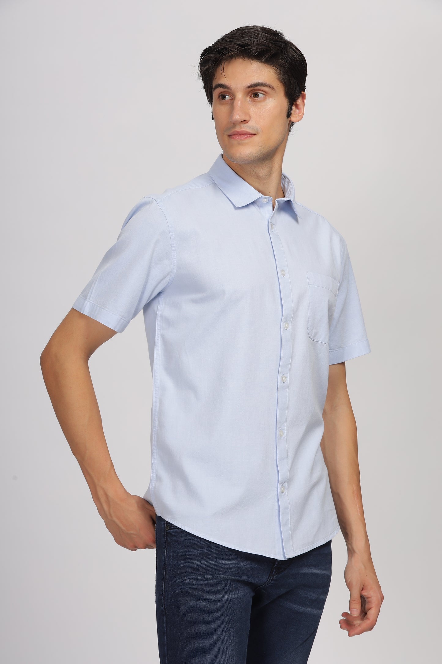 Uri Half Sleeve Sky Blue Oxford Shirt