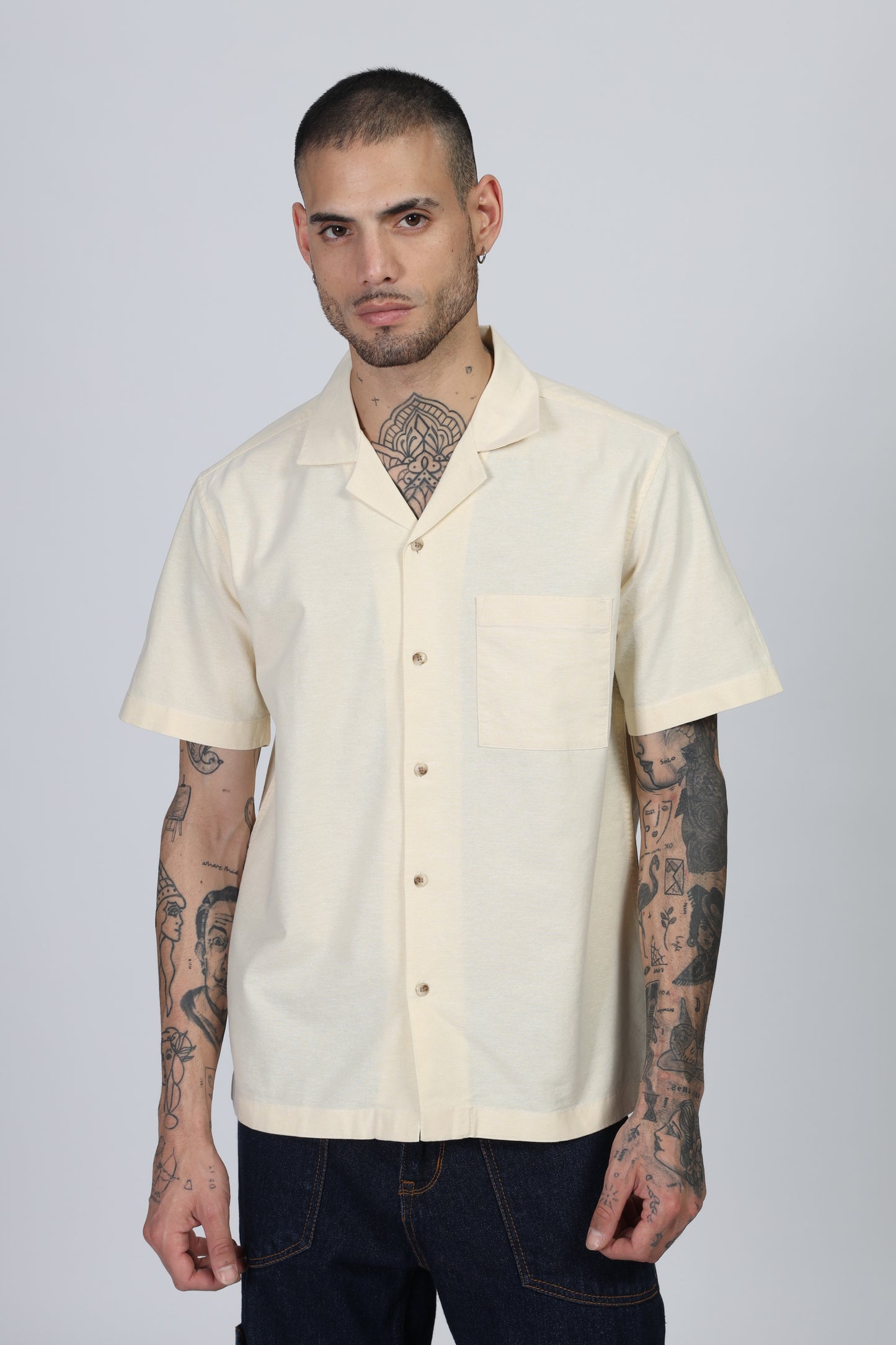 Uri Cuban Collar Yellow Oxford Shirt - Kashyap Global Lifestyles LLP