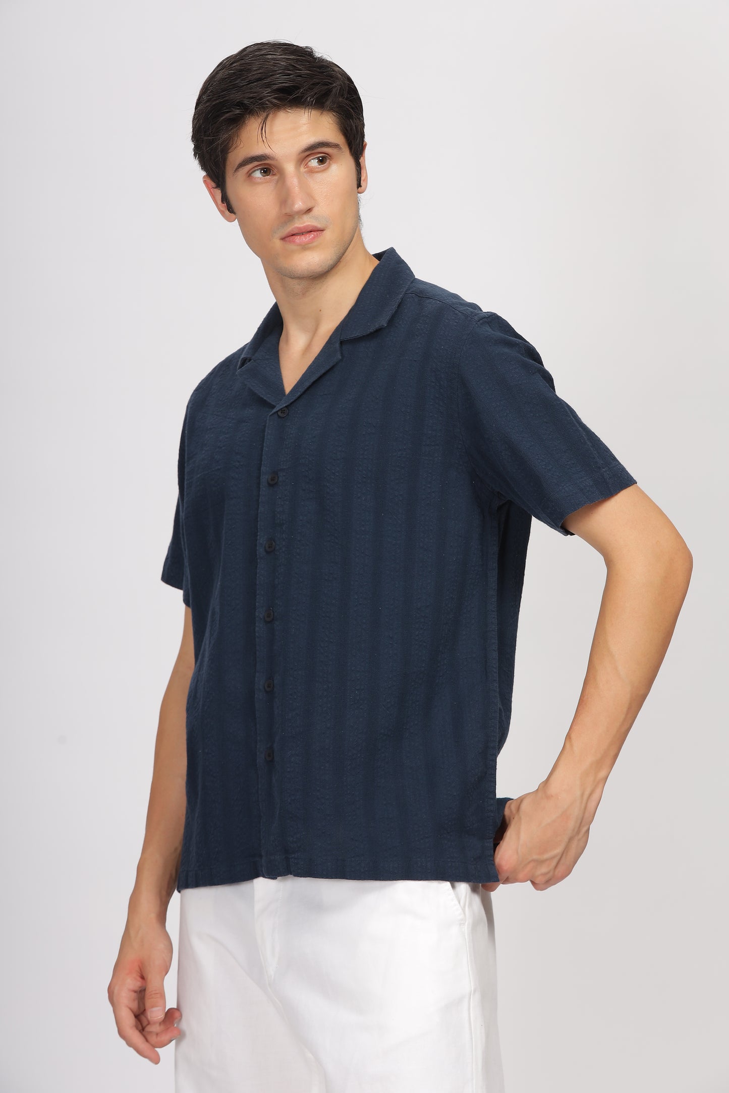 Uri Seersucker Striped Cotton Shirt - Kashyap Global Lifestyles LLP