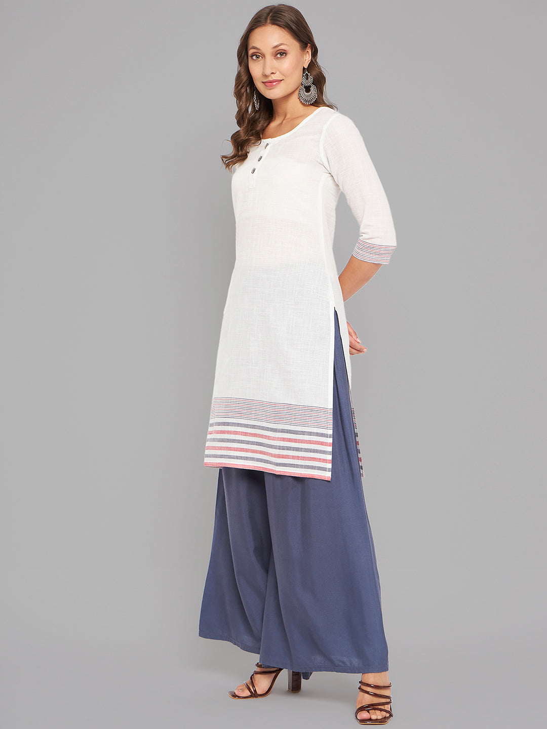 Women White Knee Length Kurta - Kashyap Global Lifestyles LLP