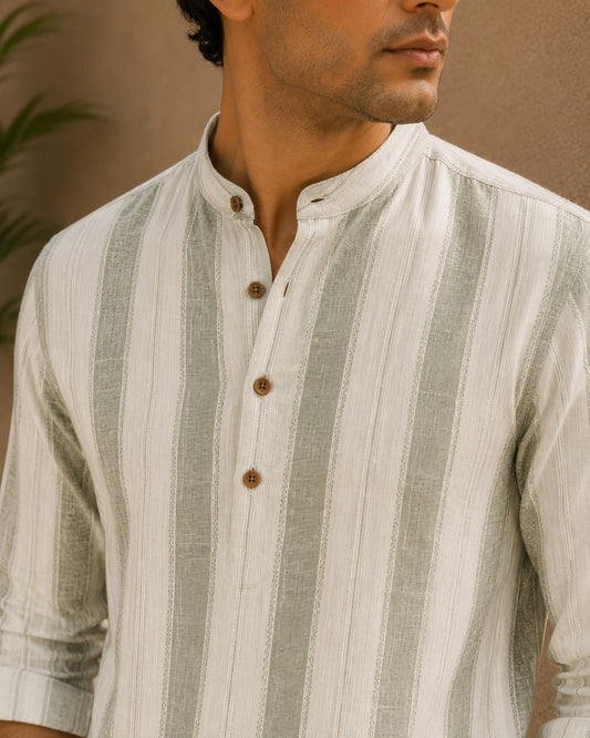 Sage Green Cotton Slub Short Kurta