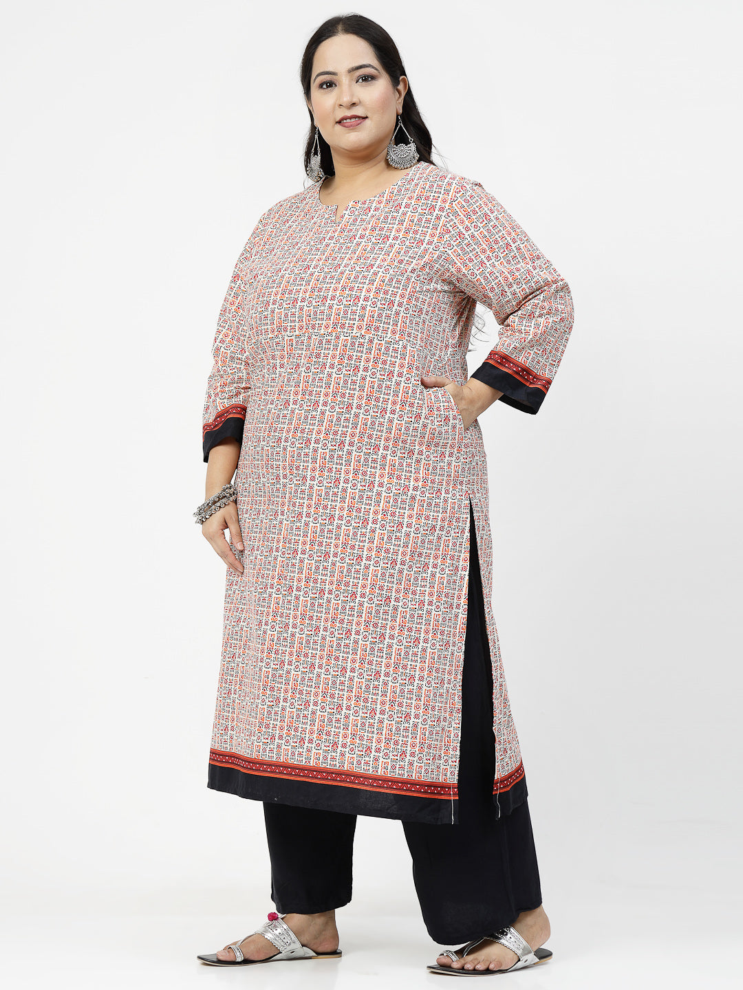Women Plus Size Multicolor Printed Straight Kurta - Kashyap Global Lifestyles LLP