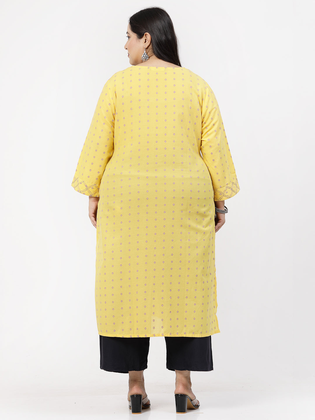Women Plus Size Mustard Kurta With Embroidered Yoke - Kashyap Global Lifestyles LLP
