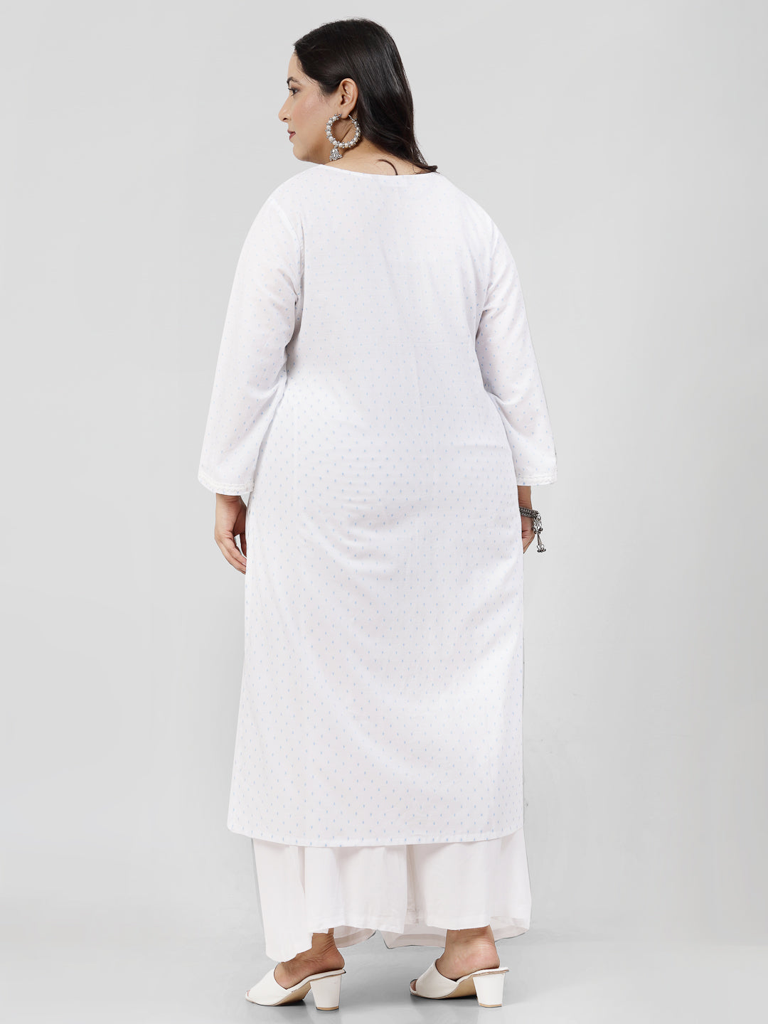 Women Plus Size Swiss-Dot Kurta With Lace - Kashyap Global Lifestyles LLP