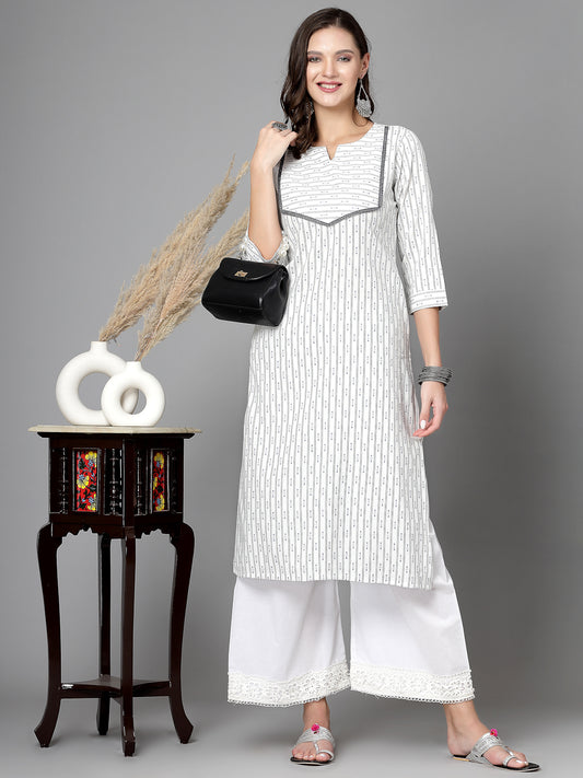 Women Off White Cotton Dobby Kurta - Kashyap Global Lifestyles LLP
