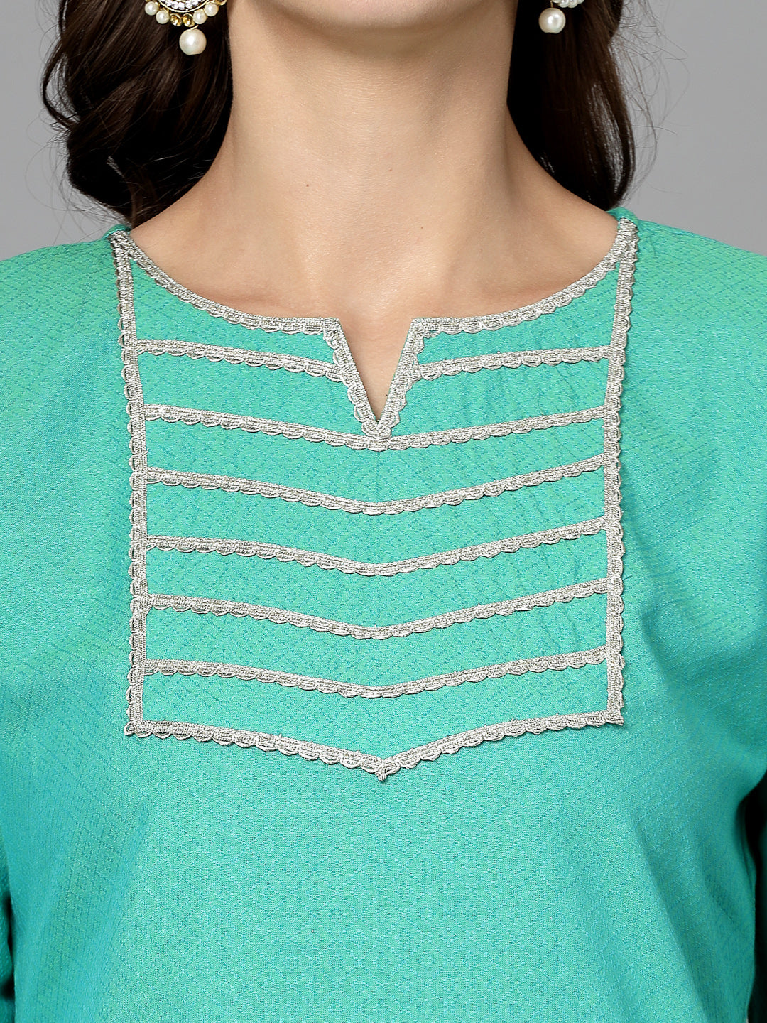 Women Light Green Festive Kurta With Lace - Kashyap Global Lifestyles LLP