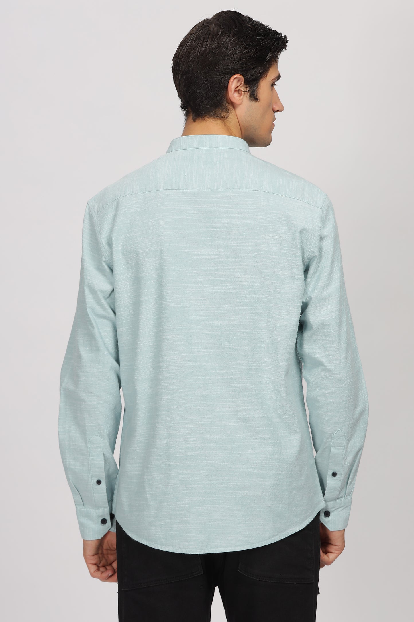 Uri Blue Mandarin Collar Shirt