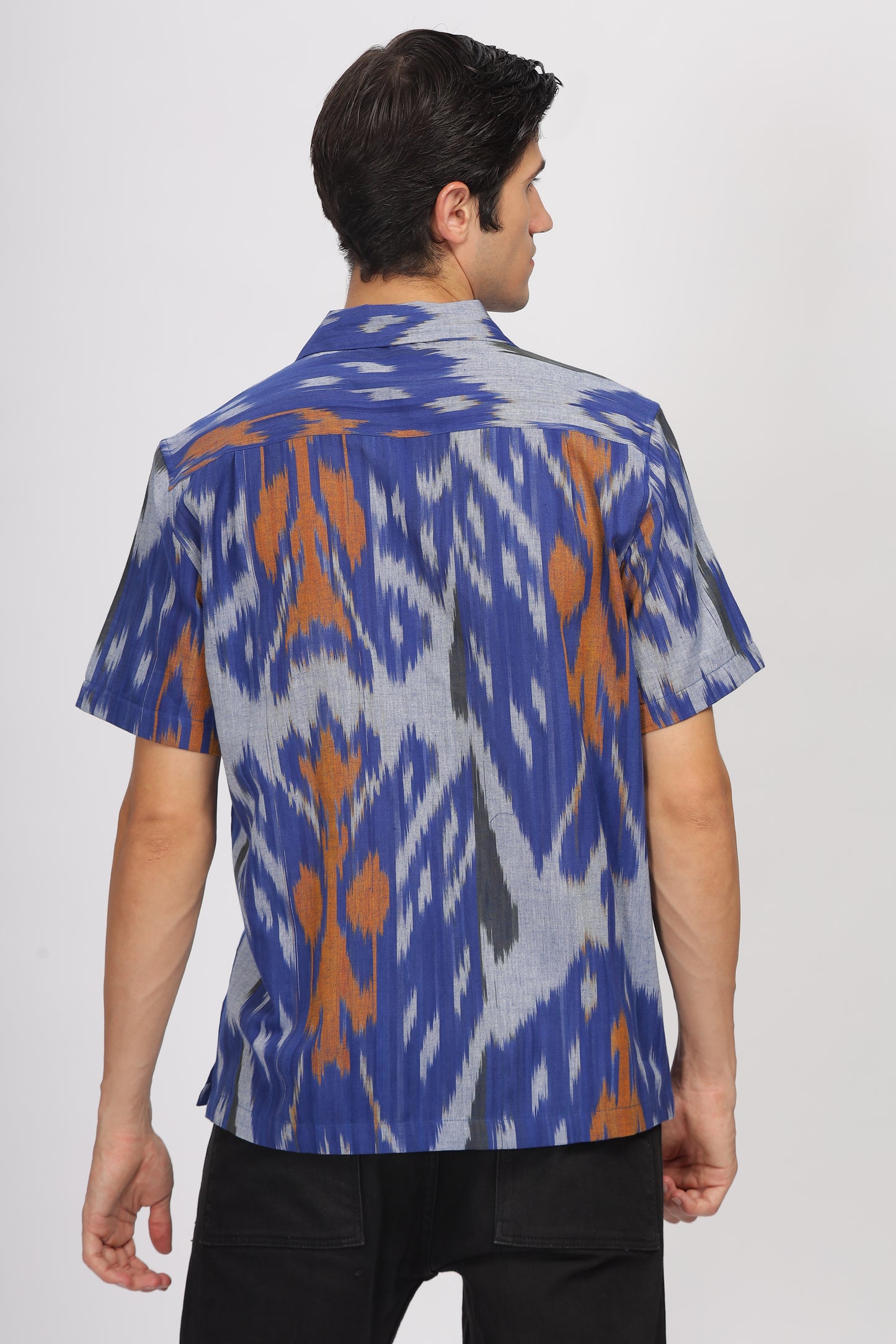 Uri Cuban Collar Multicolor Ikat Casual Shirt