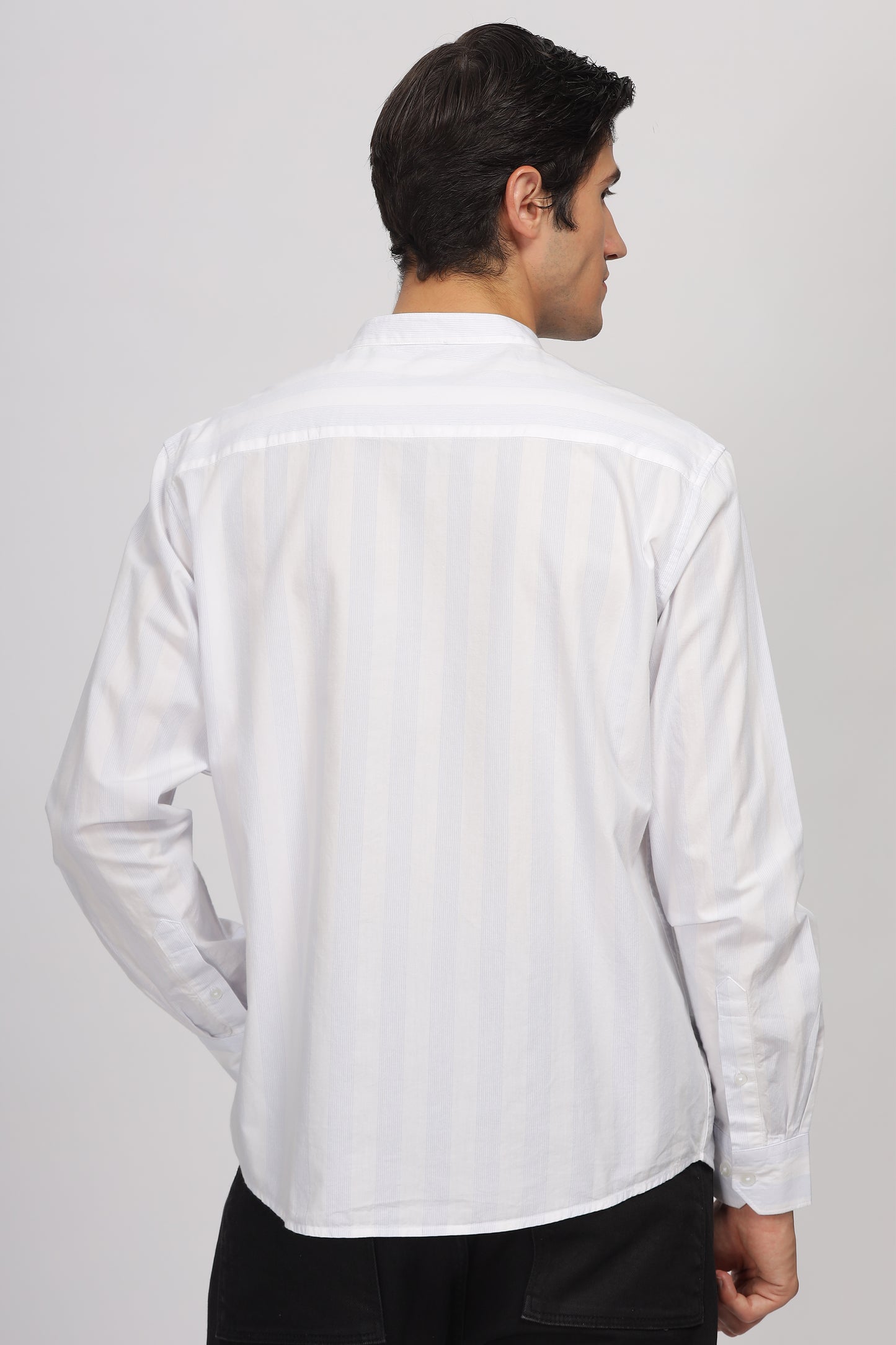 Uri Mandarin Collar Off White Shirt