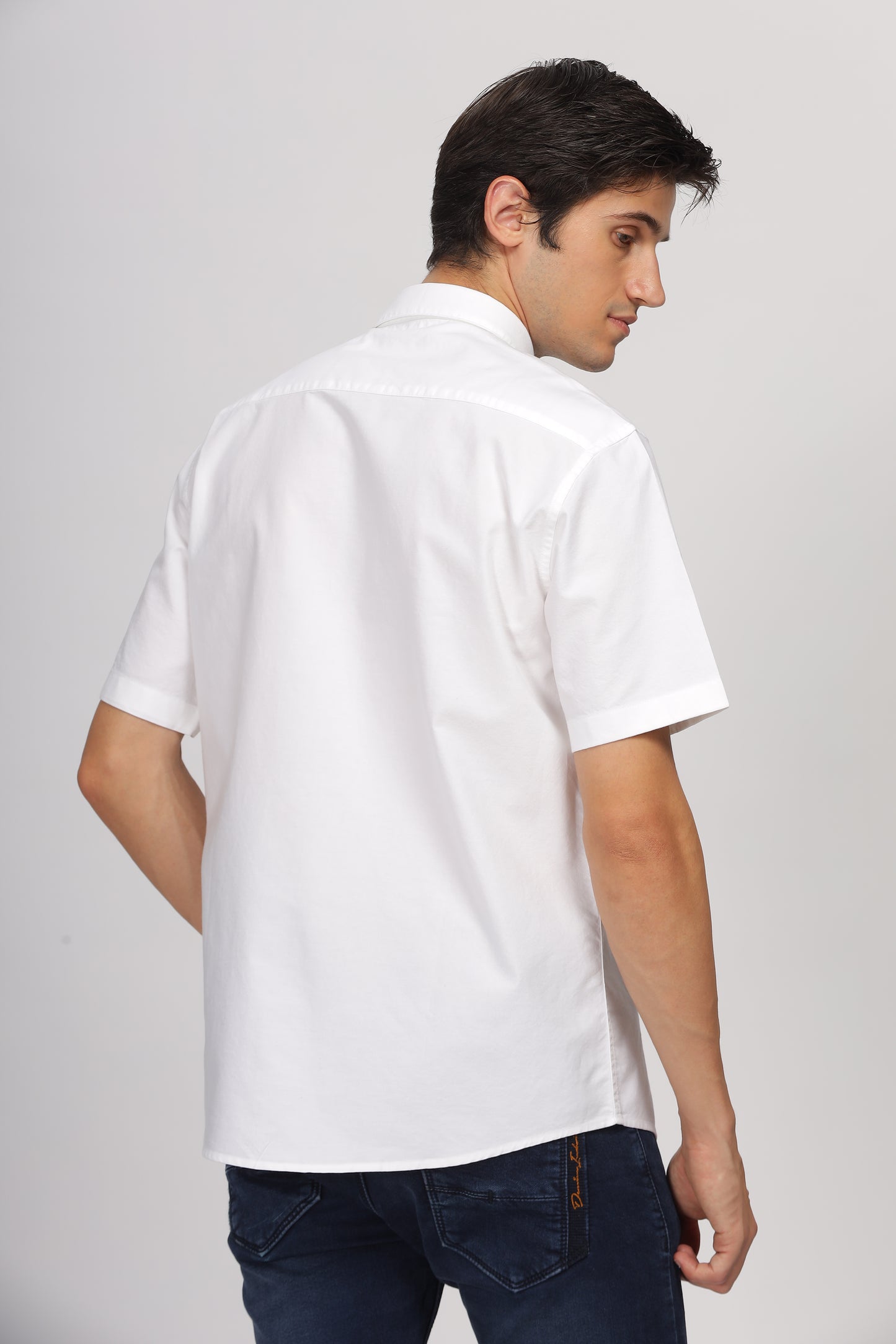 Uri Half Sleeve Classic White Oxford Shirt