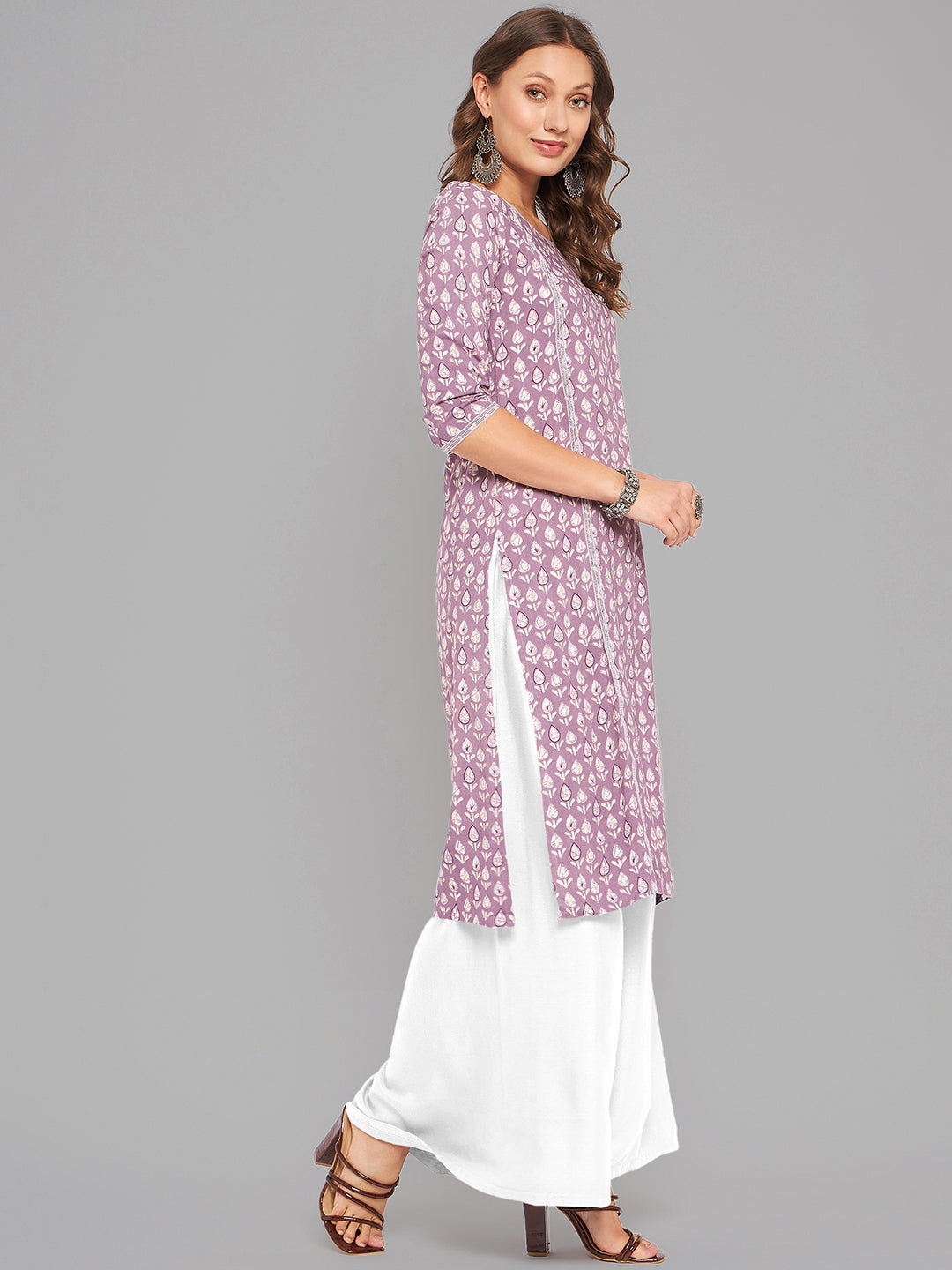 Women Lilac Printed Kurta - Kashyap Global Lifestyles LLP