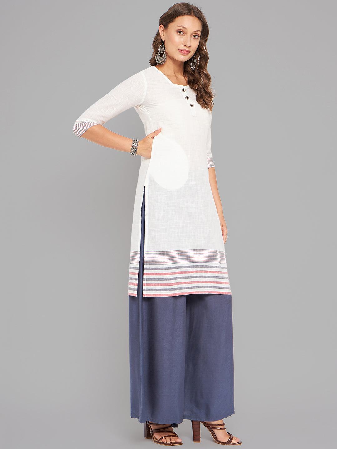 Women White Knee Length Kurta - Kashyap Global Lifestyles LLP