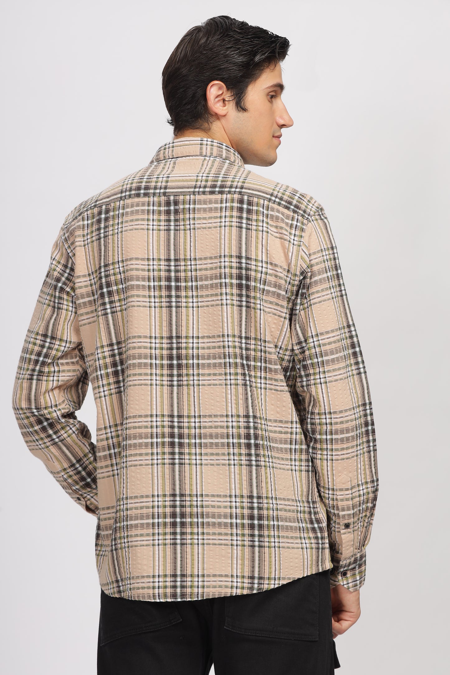 Uri Seersucker Cotton Checked Shirt