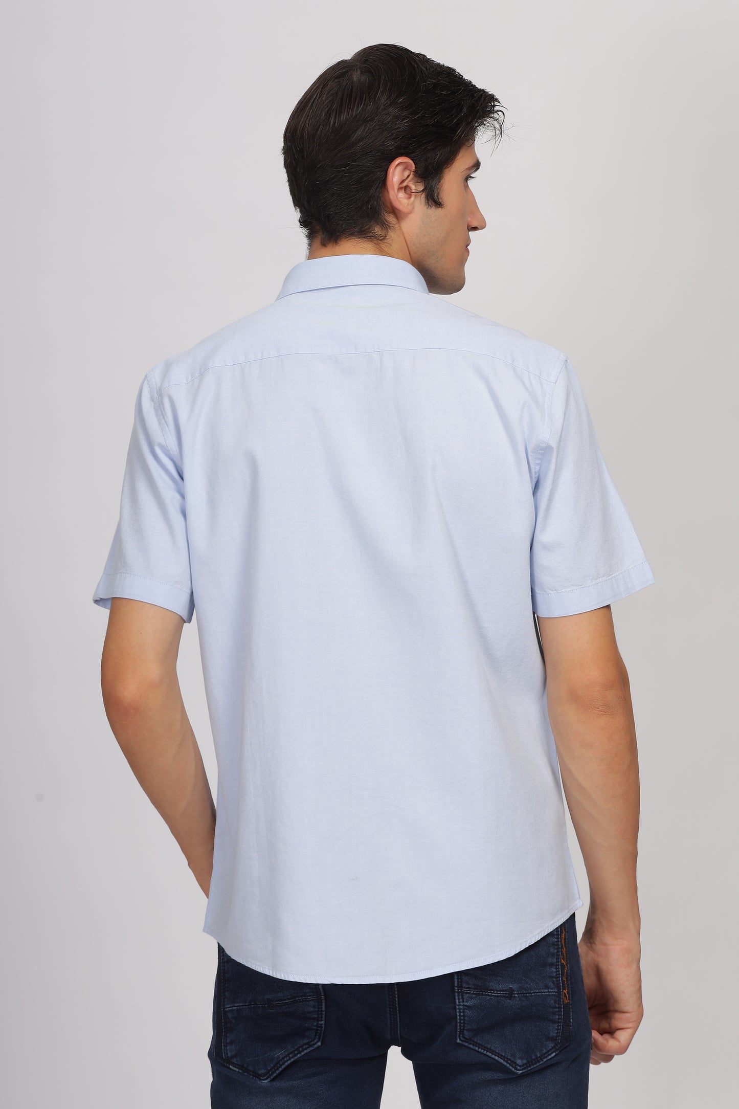 Uri Half Sleeve Sky Blue Oxford Shirt