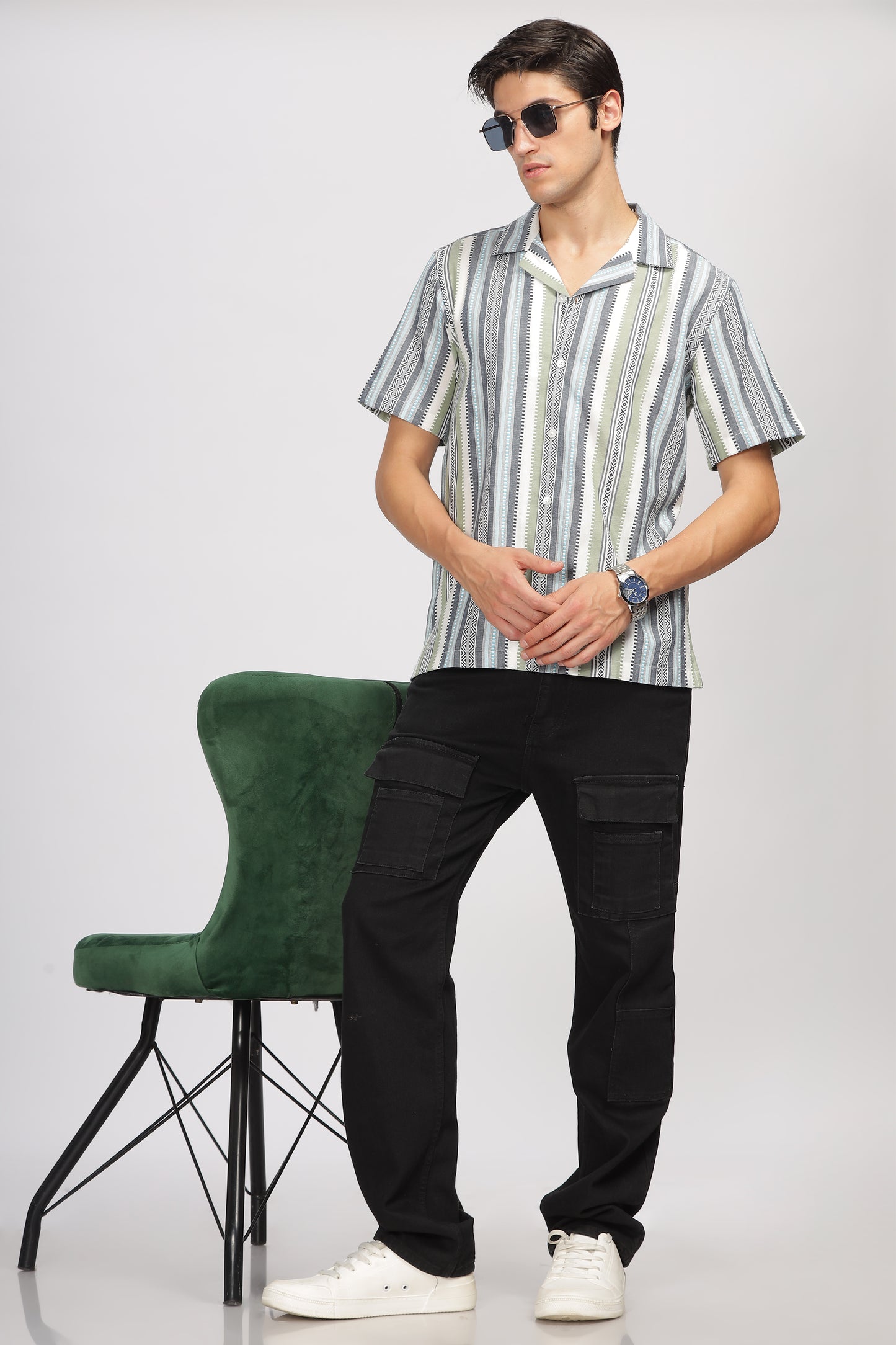 Uri Jacquard Cuban Collar Shirt