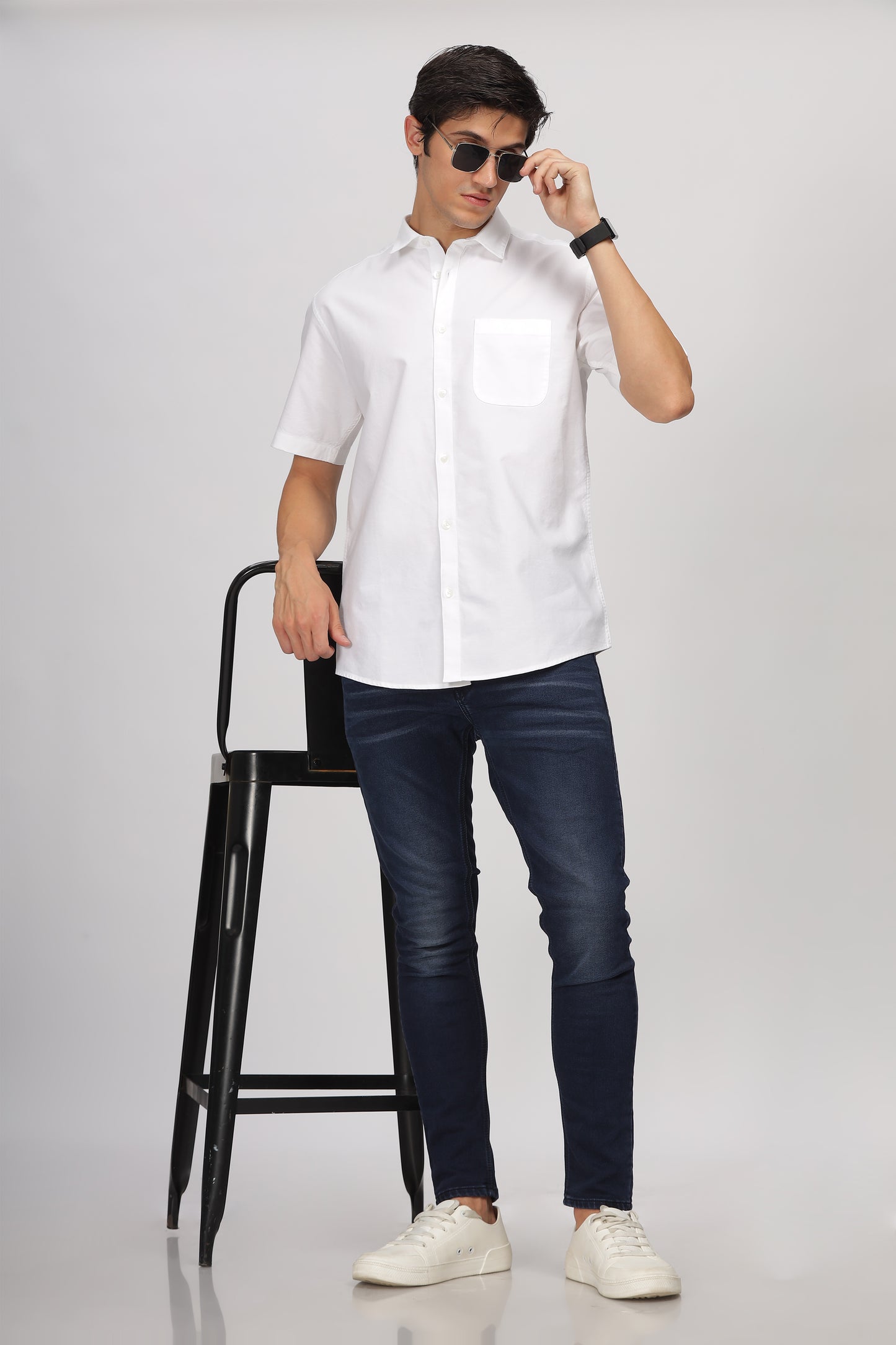 Uri Half Sleeve Classic White Oxford Shirt