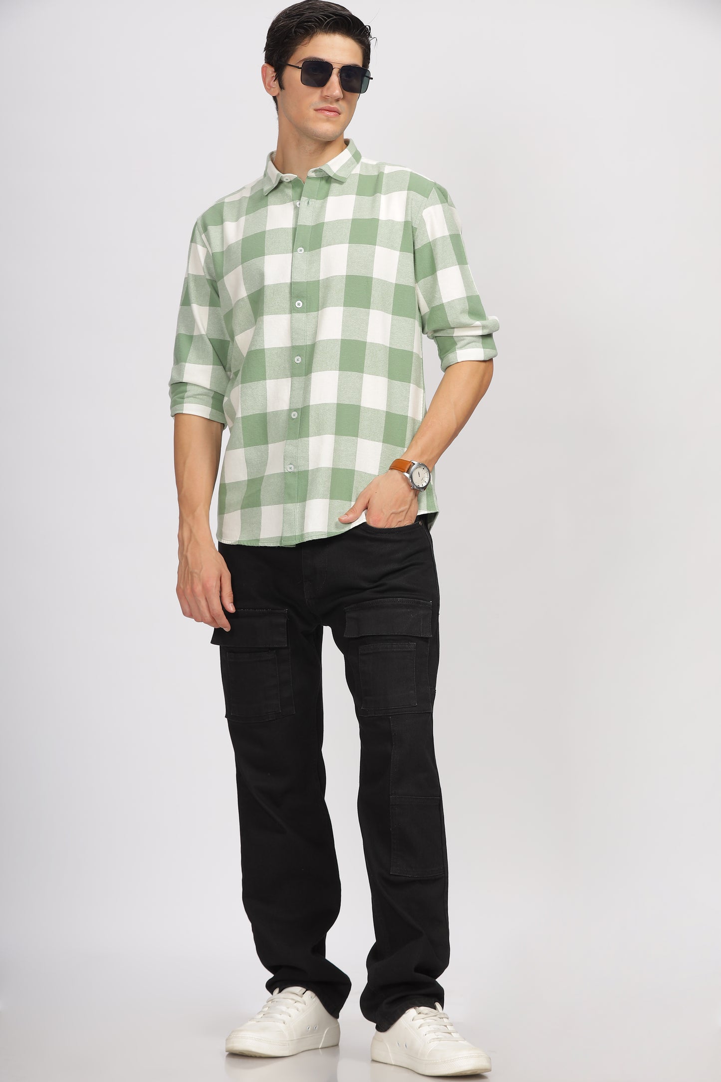 Uri Green Checked Flannel Shirt