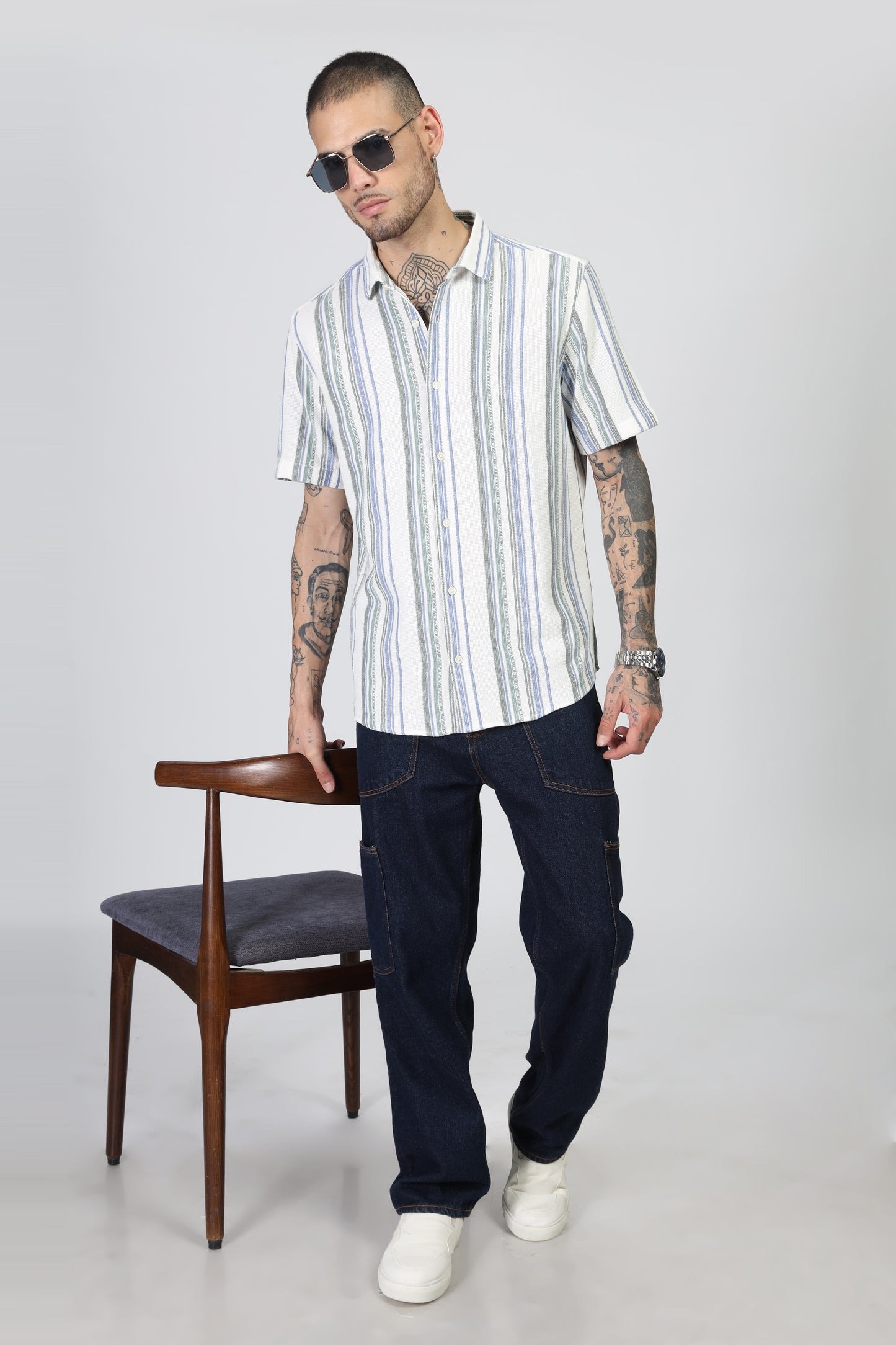 Uri Multicolor Matte Weave Half Sleeve Shirt - Kashyap Global Lifestyles LLP