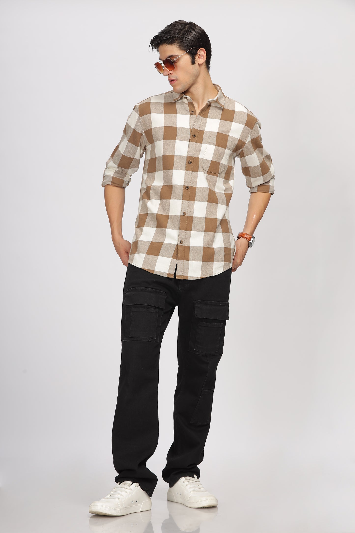 Uri Brown Checked Flannel Shirt