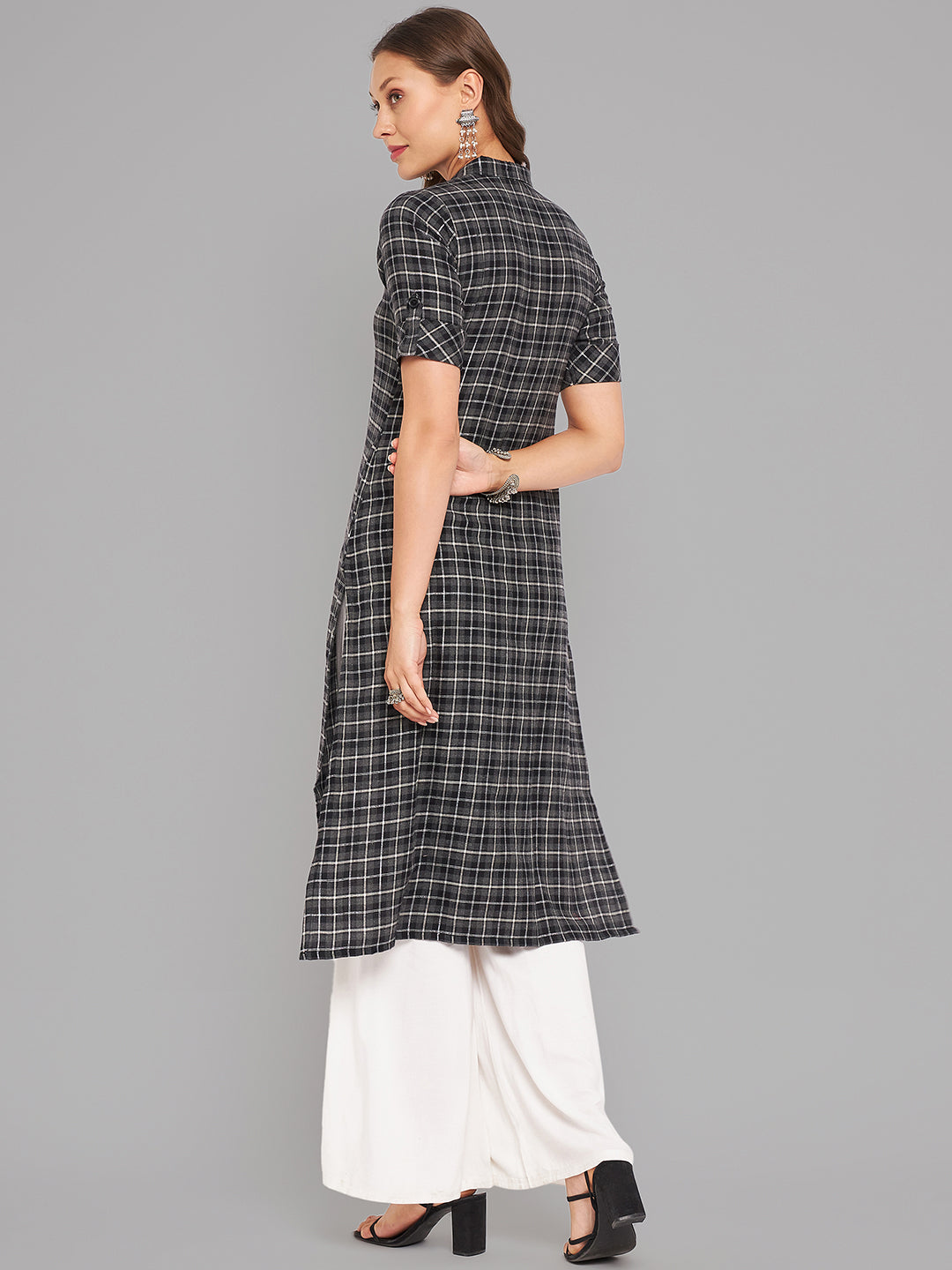 Women Black Collar Neck Kurta - Kashyap Global Lifestyles LLP